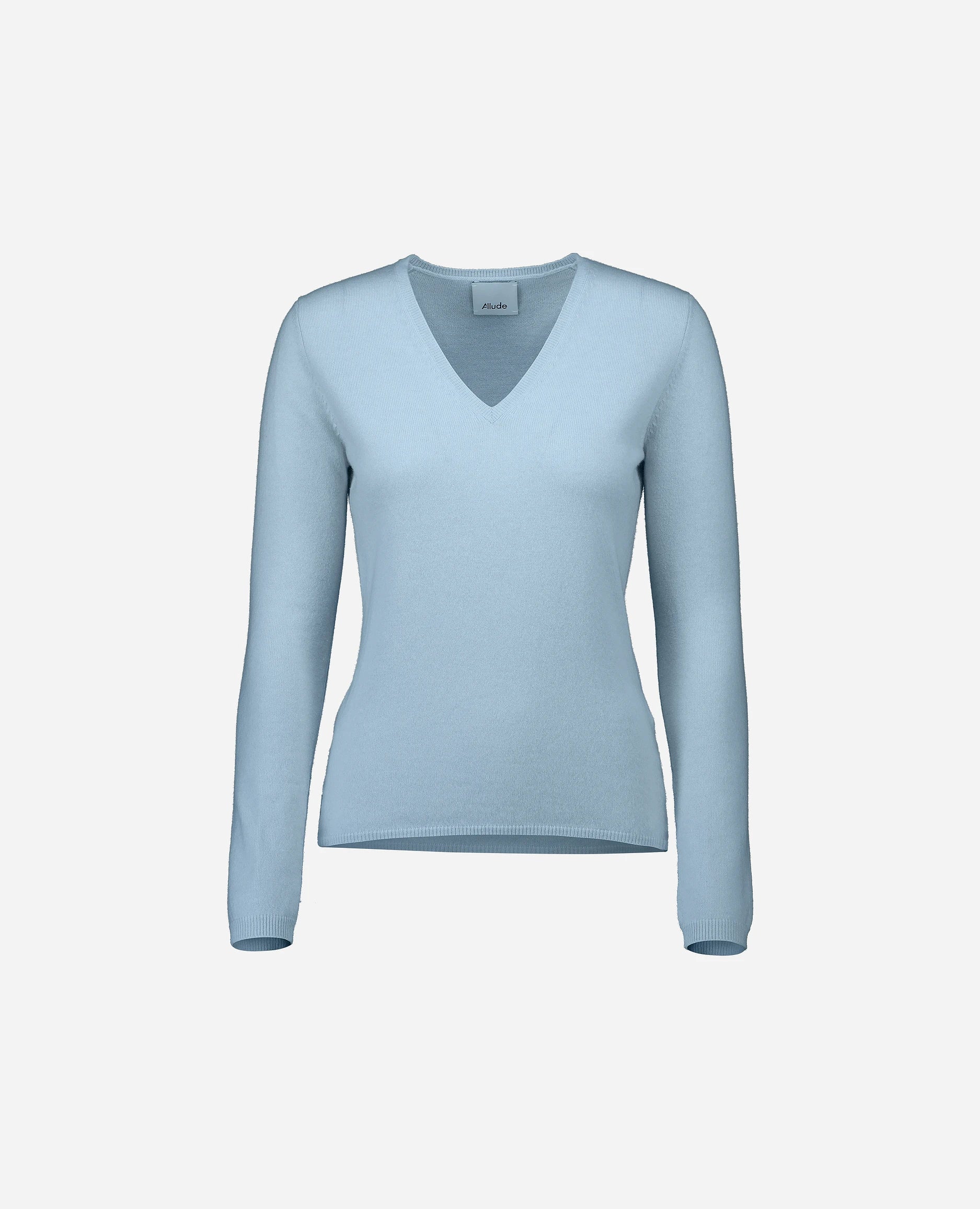 252-11104-11_3 - Allude - 100% Cashmere 3/4 Arm Blau Cashmere Damen Feinstrick Pullover Rundhals SAPG::252-11104 Spring/Summer 2025 Taillierter Schnitt