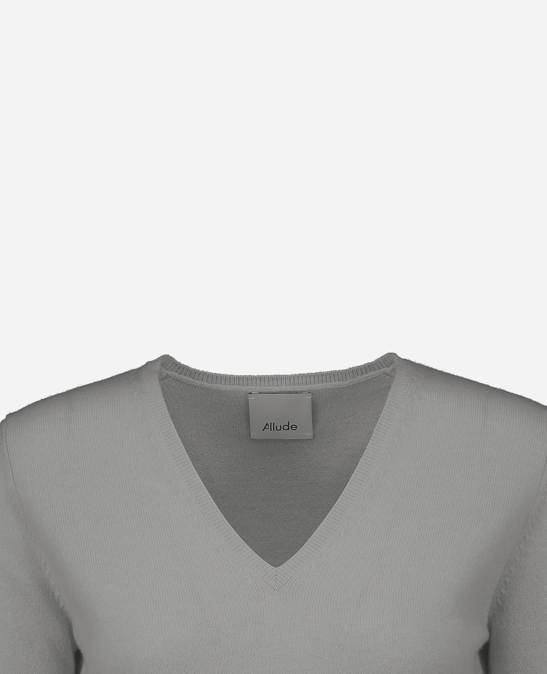 252-11104-82_40 - Allude - 100% Cashmere 3/4 Arm Cashmere Damen Feinstrick Grau Pullover Rundhals SAPG::252-11104 Spring/Summer 2025 Taillierter Schnitt