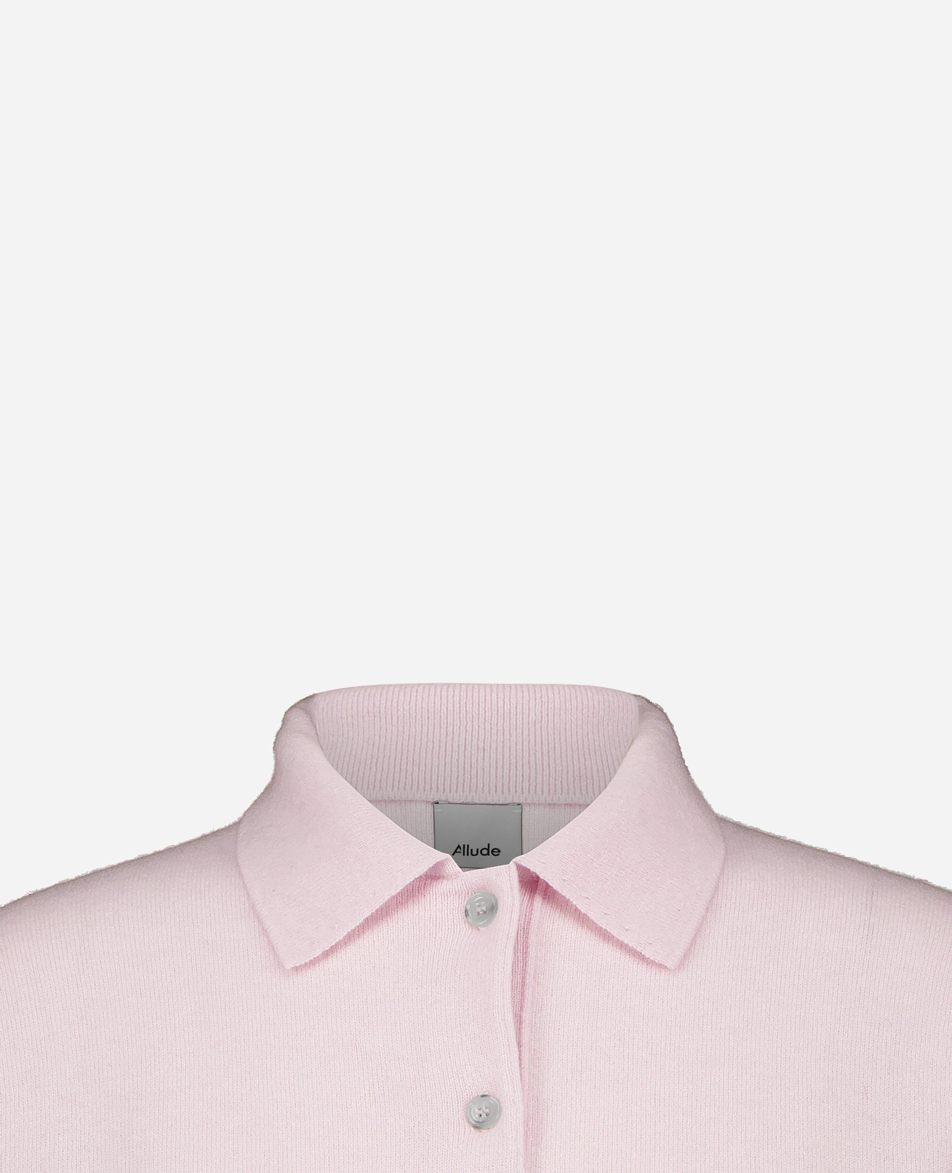 252-11118-60_40 - Allude - 100% Cashmere Cashmere Damen Feinstrick Halbarm Kastiger Schnitt NEW Polo Pullover Rose SAPG::252-11118 Spring/Summer 2025