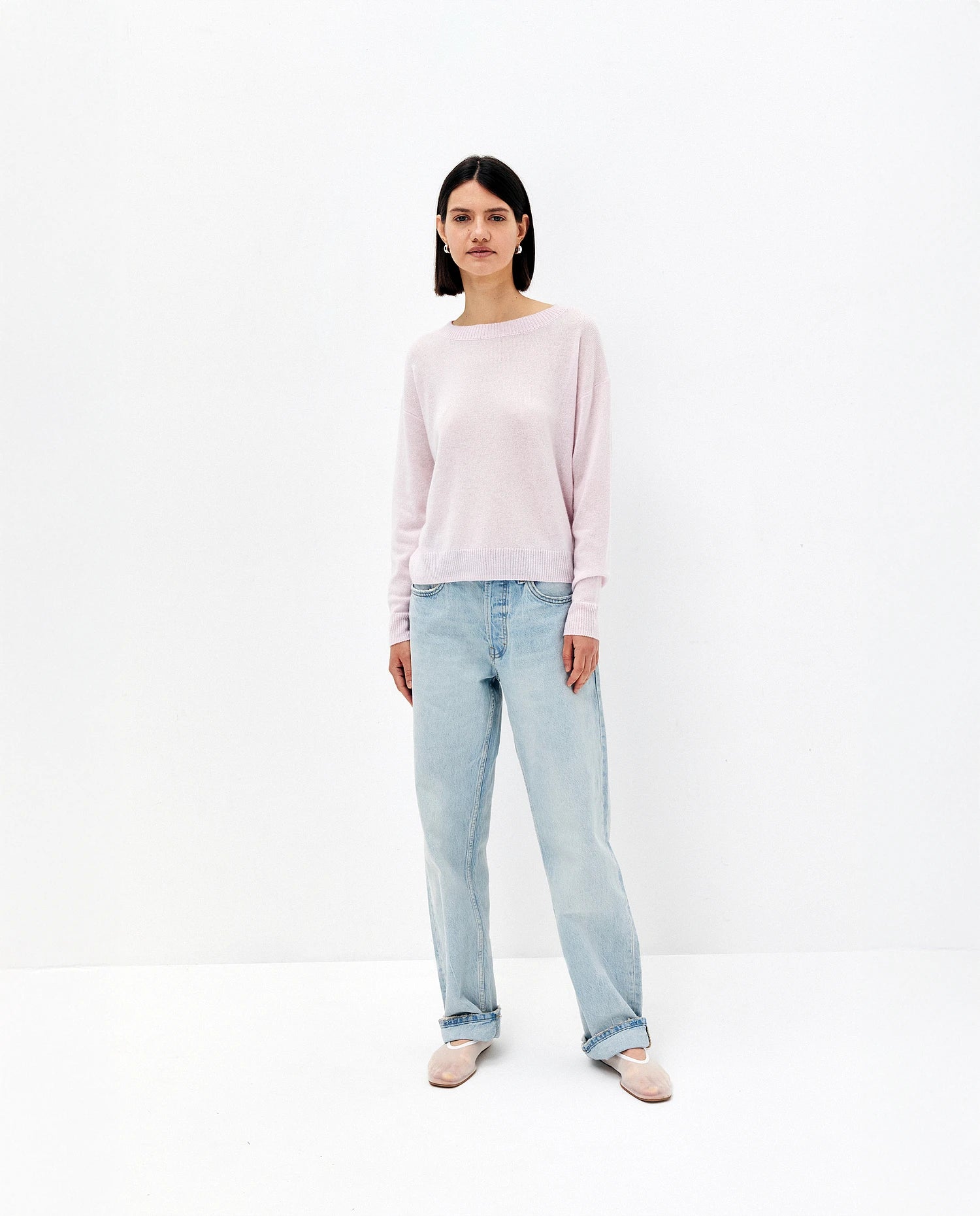 252-11172-60_1 - Allude - 100% Cashmere Bootshalsausschnitt Cashmere Damen Feinstrick Kastiger Schnitt Langarm Pullover Rose SAPG::252-11172 Spring/Summer 2025