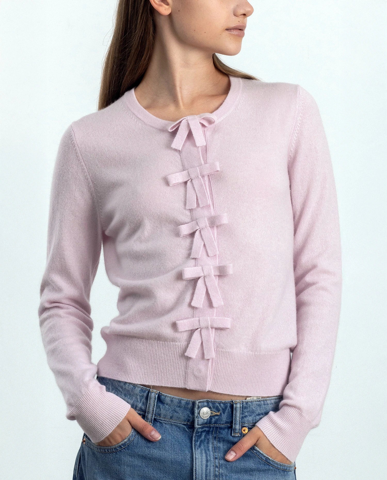 252-11180-60_20 - Allude - 100% Cashmere Cashmere Damen Feinstrick Gerade Passform Langarm Rose Rundhals SAPG::252-11180 Spring/Summer 2025 Strickjacke