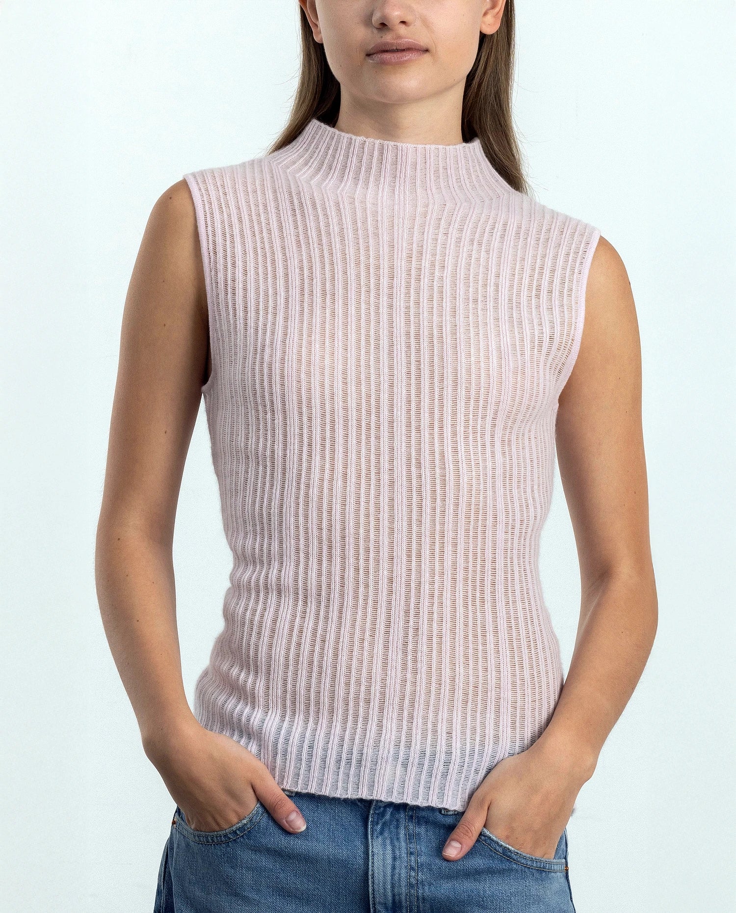 252-11203-60_20 - Allude - 100% Cashmere Cashmere Damen Enger Schnitt Feinstrick Pullover Rose SAPG::252-11203 Spring/Summer 2025 Stehkragen