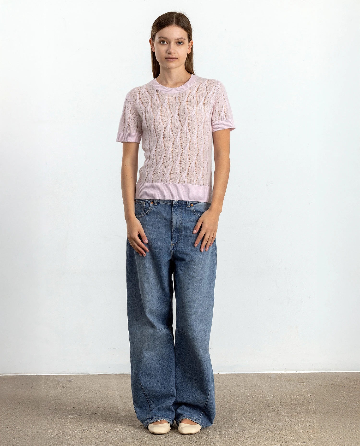 252-11204-60_2 - Allude - 1/4 Arm 100% Cashmere Cashmere Damen Feinstrick Gerade Passform NEW Pullover Rose Rundhals SAPG::252-11204 Spring/Summer 2025