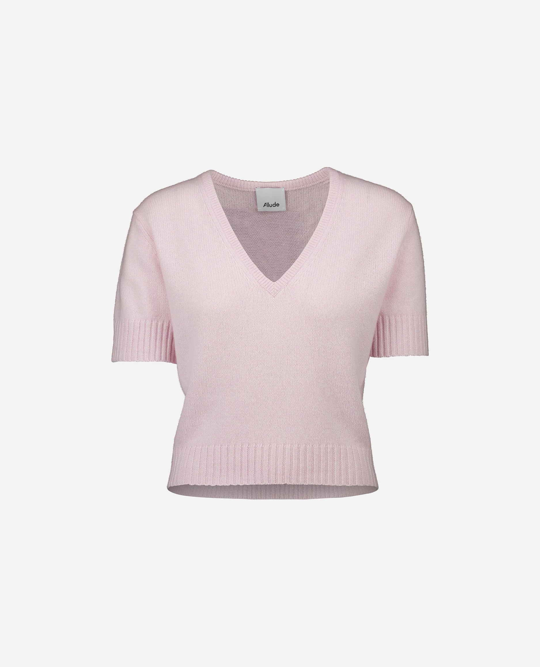 252-11211-60_3 - Allude - 100% Cashmere Cashmere Damen Gerade Passform Halbarm mittelschwerer Strick NEW Pullover Rose SAPG::252-11211 Spring/Summer 2025 V-Ausschnitt