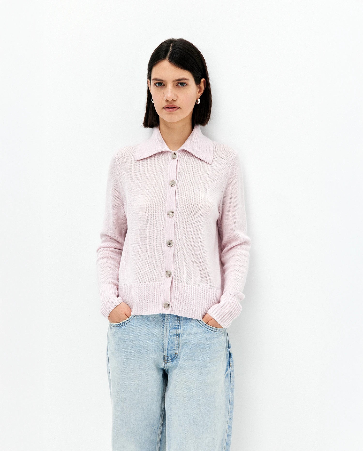 252-11230-60_1 - Allude - 100% Cashmere Cashmere Damen Langarm Lockerer Schnitt mittelschwerer Strick Rose SAPG::252-11230 Spring/Summer 2025 Strickjacke