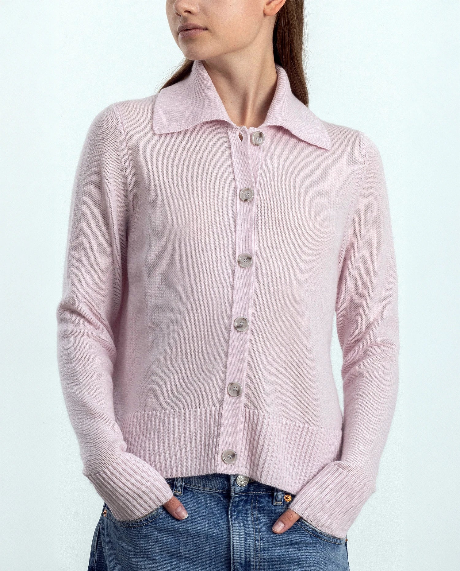 252-11230-60_20 - Allude - 100% Cashmere Cashmere Damen Langarm Lockerer Schnitt mittelschwerer Strick Rose SAPG::252-11230 Spring/Summer 2025 Strickjacke