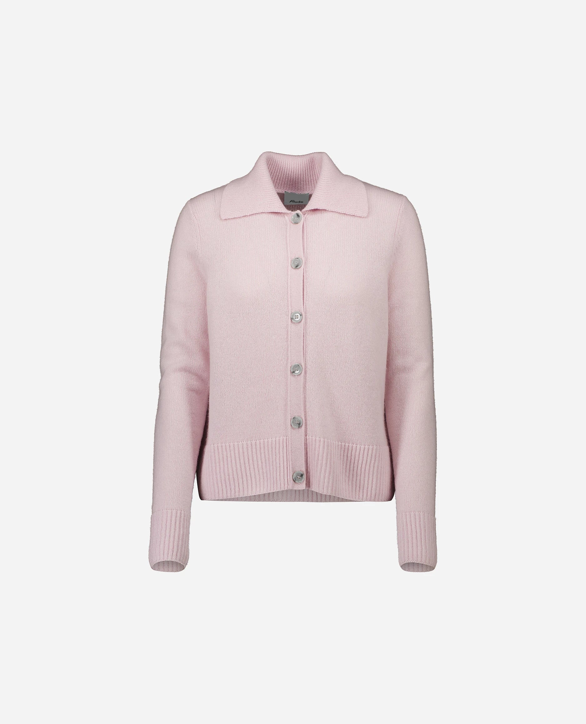 252-11230-60_3 - Allude - 100% Cashmere Cashmere Damen Langarm Lockerer Schnitt mittelschwerer Strick Rose SAPG::252-11230 Spring/Summer 2025 Strickjacke