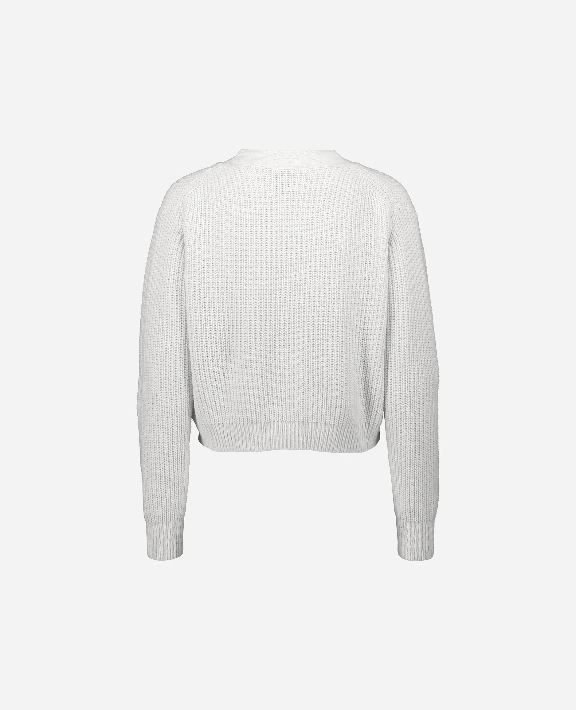 252-15023-40_4 - Allude - 30% Cashmere 70% Baumwolle Active Allude x Eisbach Baumwoll-Mischung Damen Grobstrick Kastiger Schnitt Langarm NEW SAPG::252-15023 Spring/Summer 2025 Strickjacke V-Ausschnitt Weiß