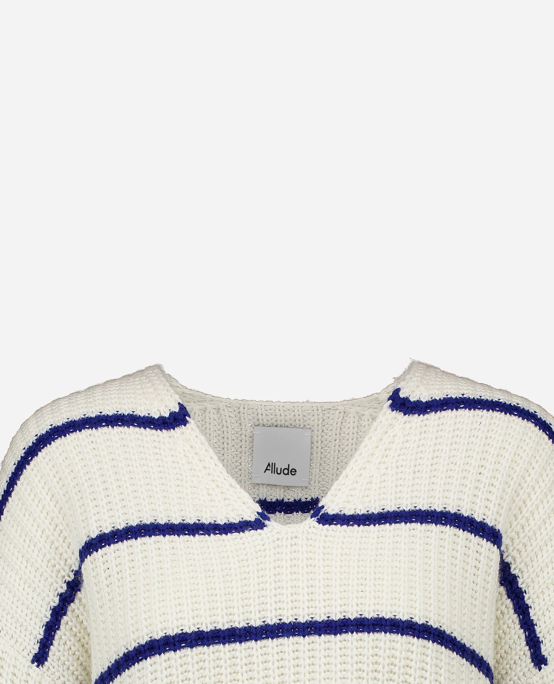 252-15042-4015_40 - Allude - 30% Cashmere 70% Baumwolle Active Allude x Eisbach Baumwoll-Mischung Damen Grobstrick Langarm Lockerer Schnitt NEW Pullover SAPG::252-15042 Spring/Summer 2025 V-Ausschnitt Weiß