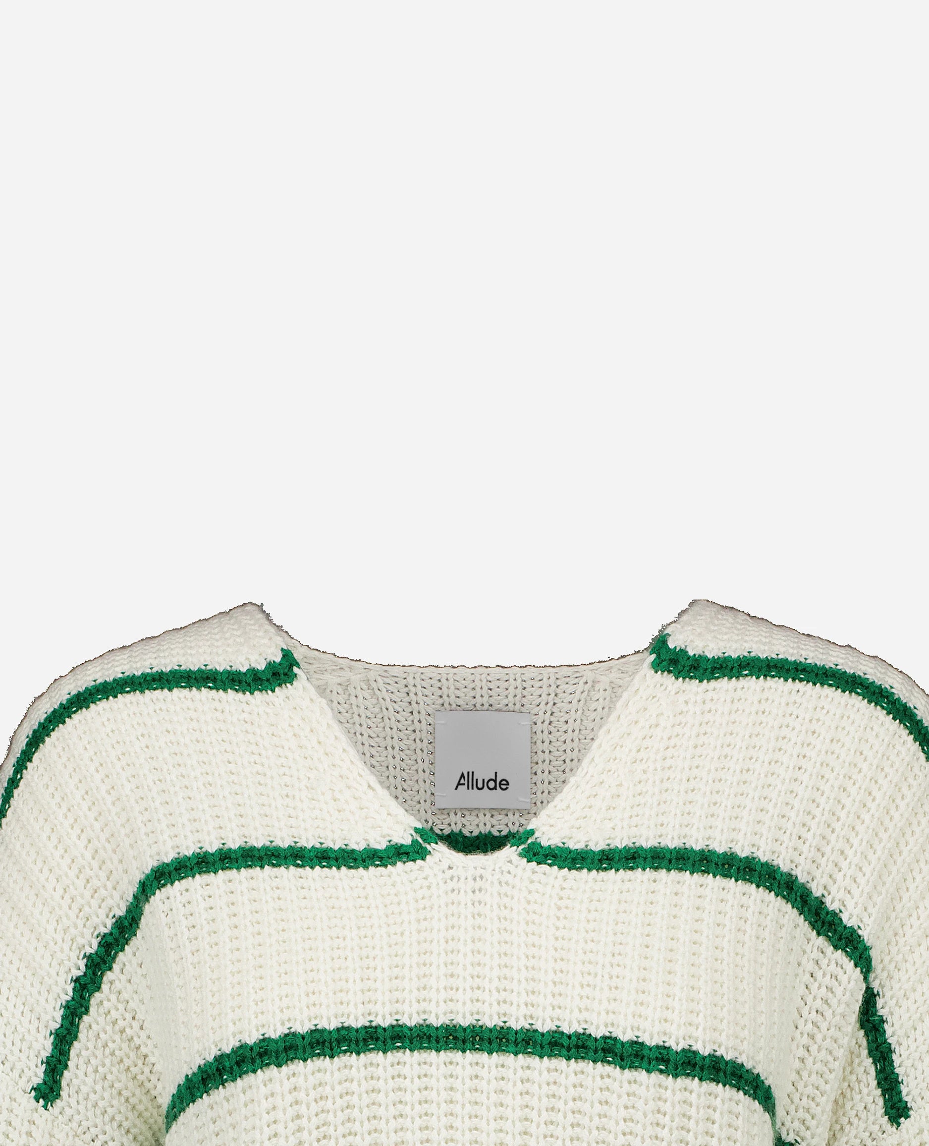 252-15042-4036_40 - Allude - 30% Cashmere 70% Baumwolle Active Allude x Eisbach Baumwoll-Mischung Damen Grobstrick Langarm Lockerer Schnitt NEW Pullover SAPG::252-15042 Spring/Summer 2025 V-Ausschnitt Weiß