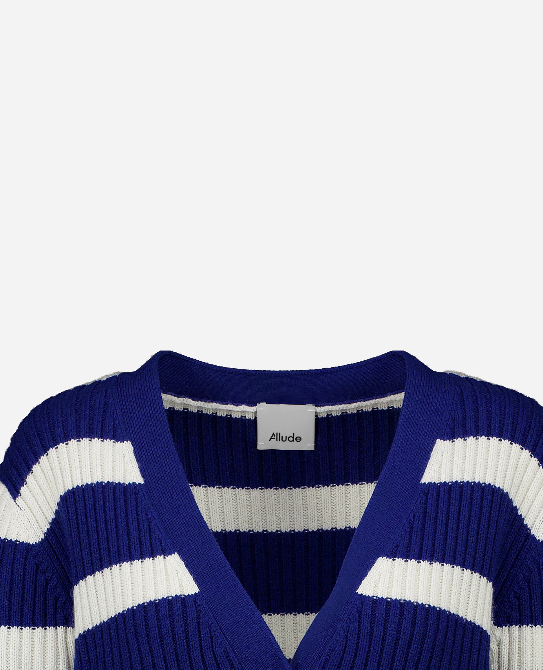 252-15044-4015_40 - Allude - 30% Cashmere 70% Baumwolle Active Allude x Eisbach Baumwoll-Mischung Damen Grobstrick Langarm Lockerer Schnitt NEW SAPG::252-15044 Spring/Summer 2025 Strickjacke V-Ausschnitt Weiß