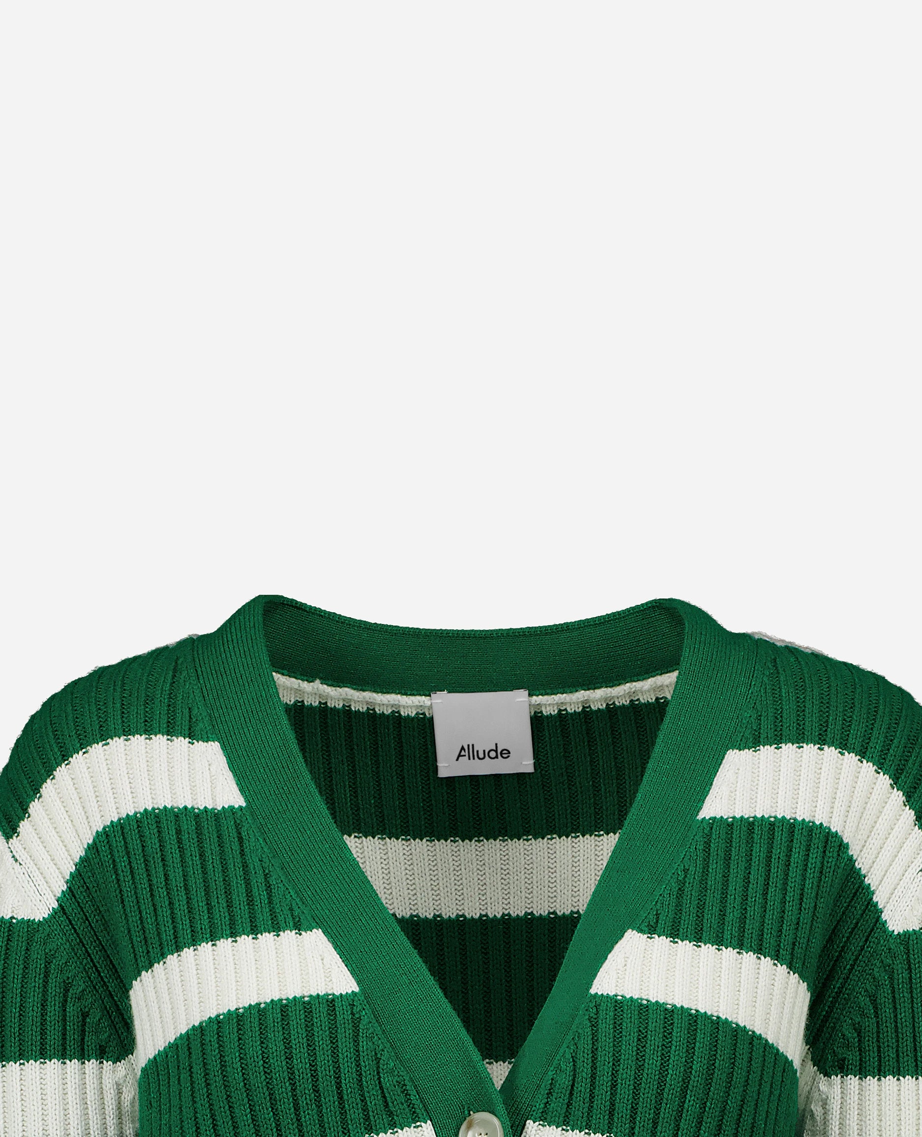 252-15044-4036_40 - Allude - 30% Cashmere 70% Baumwolle Active Allude x Eisbach Baumwoll-Mischung Damen Grobstrick Langarm Lockerer Schnitt NEW SAPG::252-15044 Spring/Summer 2025 Strickjacke V-Ausschnitt Weiß