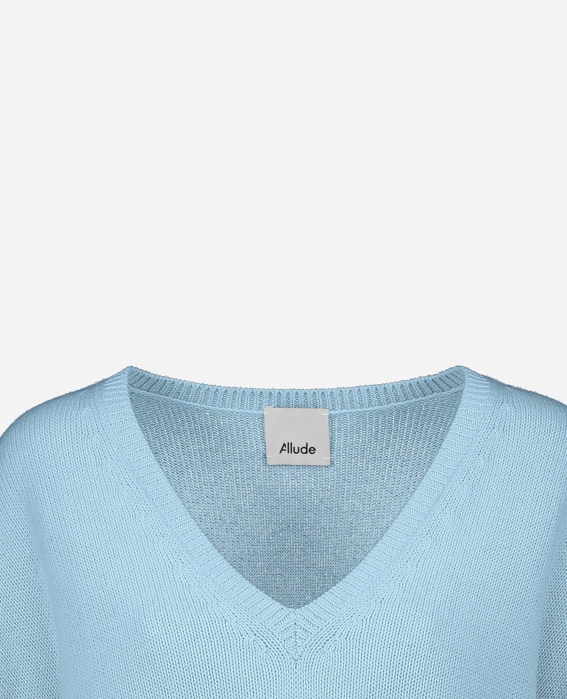 252-15050-11_40 - Allude - 30% Cashmere 70% Baumwolle Active Baumwoll-Mischung Blau Damen Langarm Lockerer Schnitt mittelschwerer Strick NEW Pullover SAPG::252-15050 Spring/Summer 2025 V-Ausschnitt