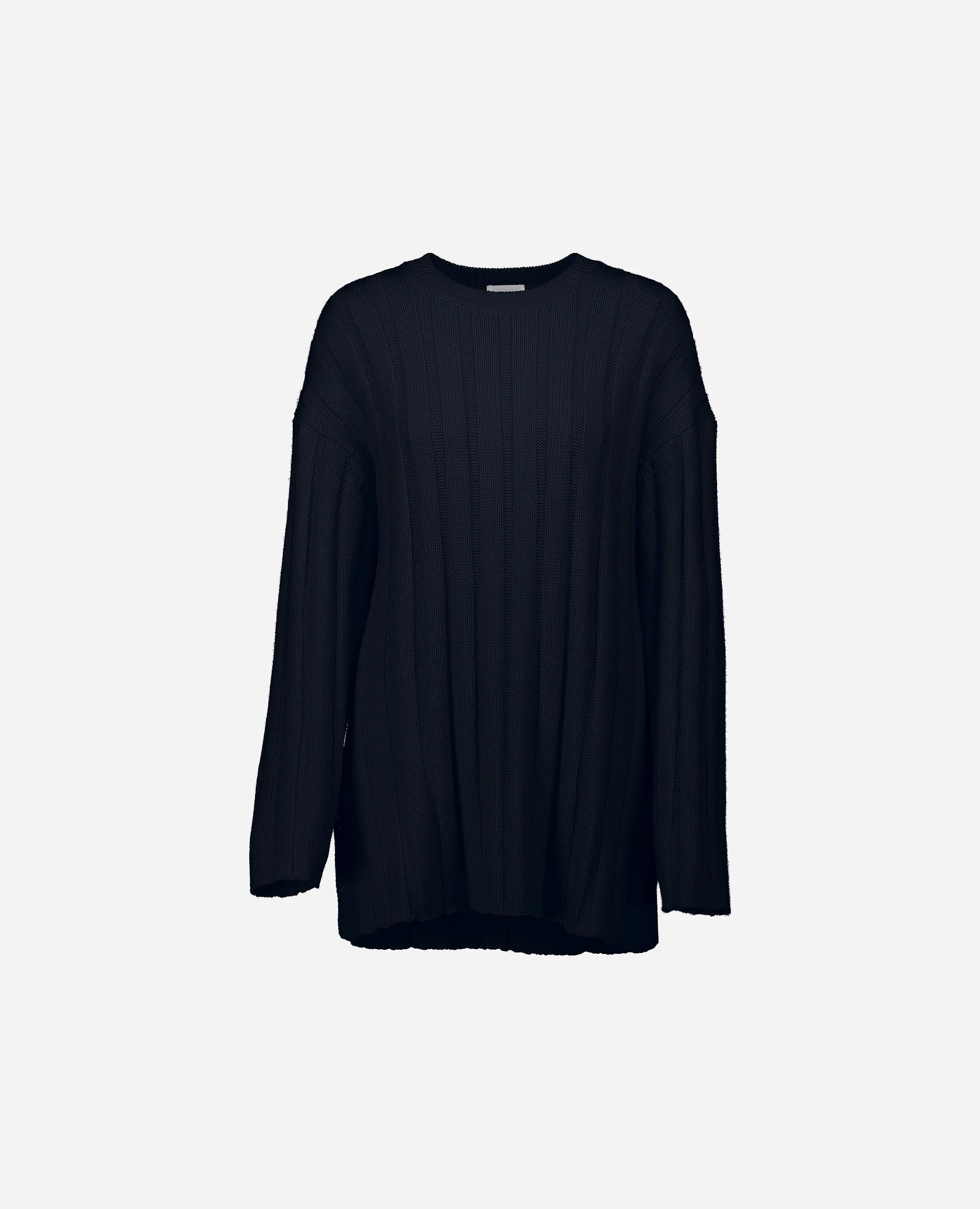 252-15053-14_3 - Allude - 30% Cashmere 70% Baumwolle Active Baumwoll-Mischung Damen Grobstrick Langarm Lockerer Schnitt Navy NEW SAPG::252-15053 Spring/Summer 2025 Tunika