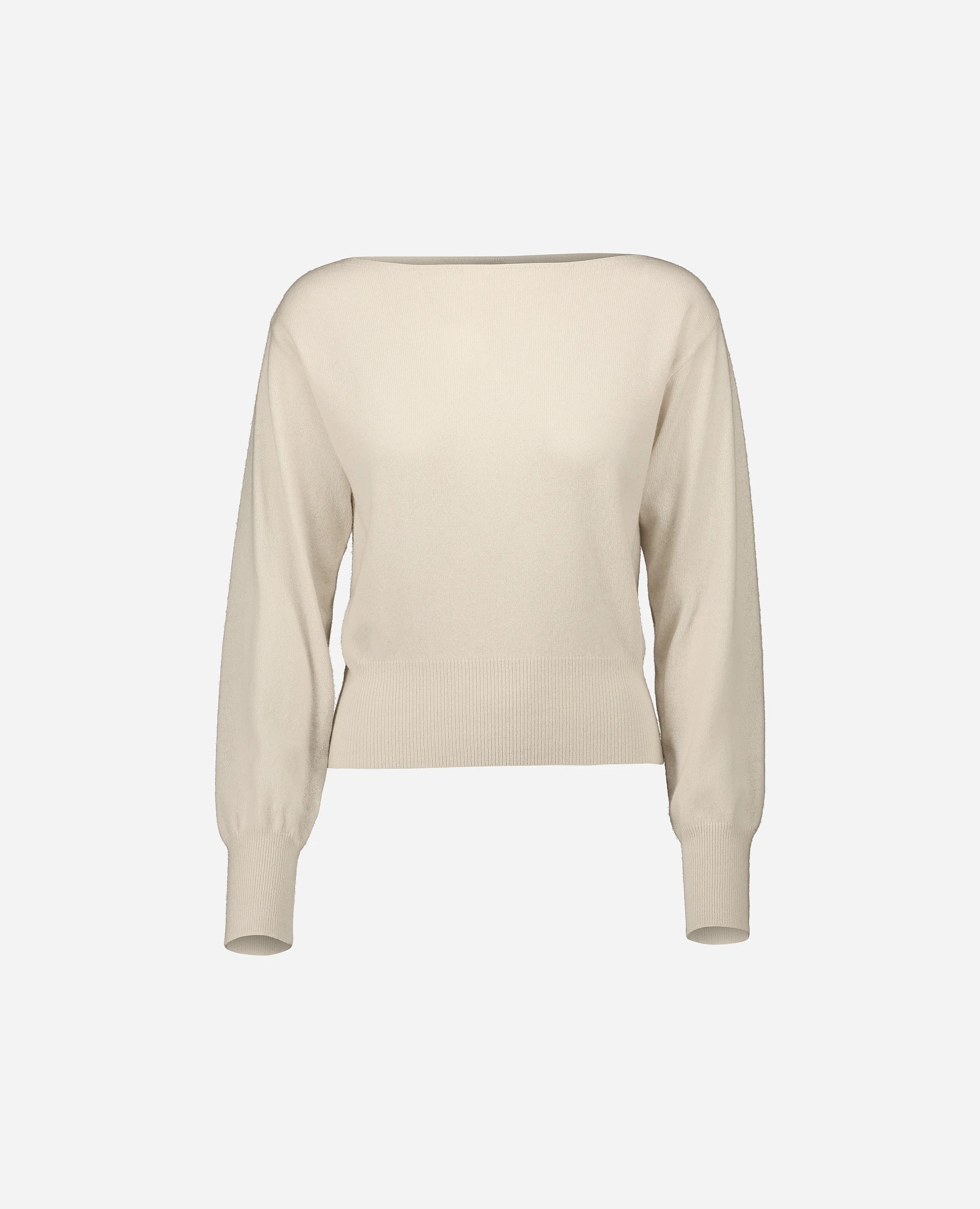 252-17003-41_3 - Allude - 30% Cashmere 70% Wolle Bootshalsausschnitt Creme Damen Feinstrick Gerade Passform Langarm Pullover SAPG::252-17003 Spring/Summer 2025 Woll-Mischung