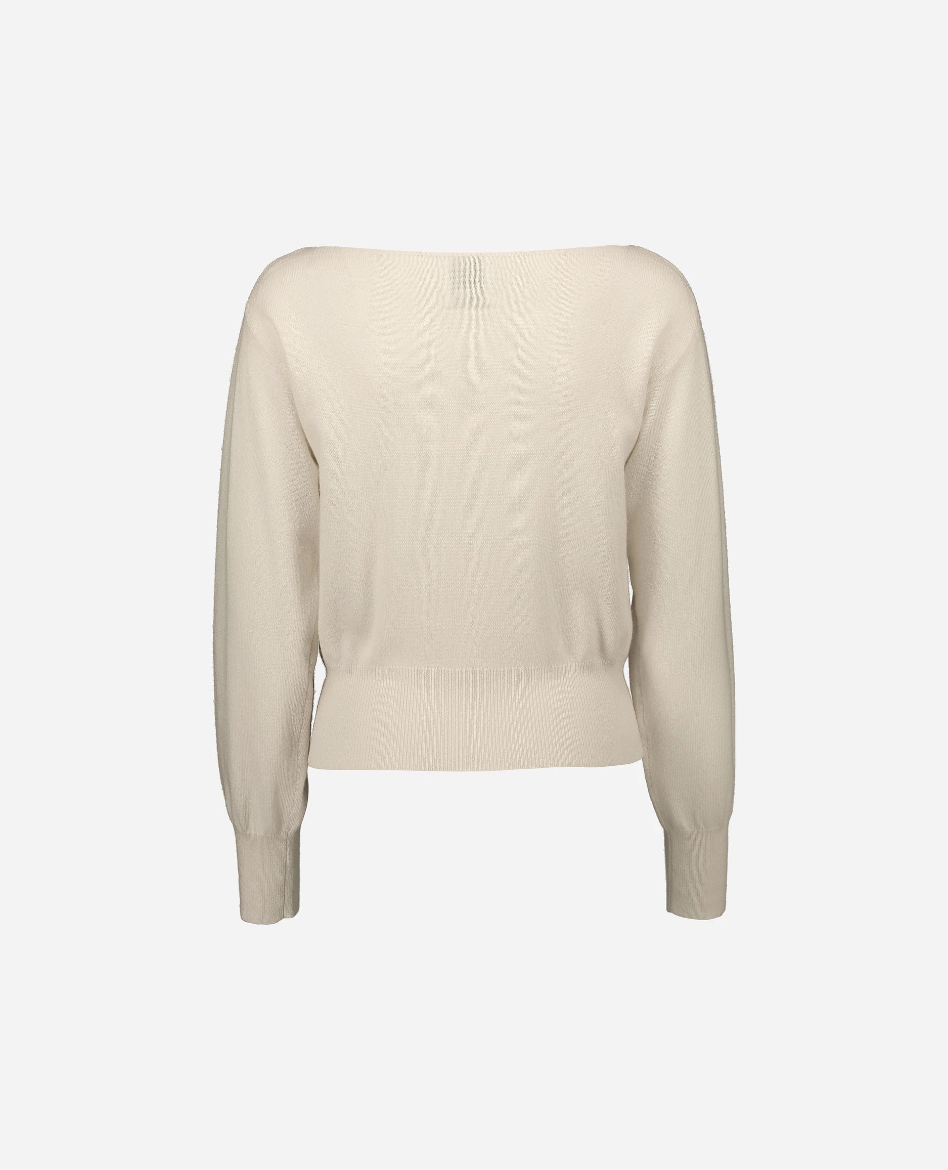 252-17003-41_4 - Allude - 30% Cashmere 70% Wolle Bootshalsausschnitt Creme Damen Feinstrick Gerade Passform Langarm Pullover SAPG::252-17003 Spring/Summer 2025 Woll-Mischung