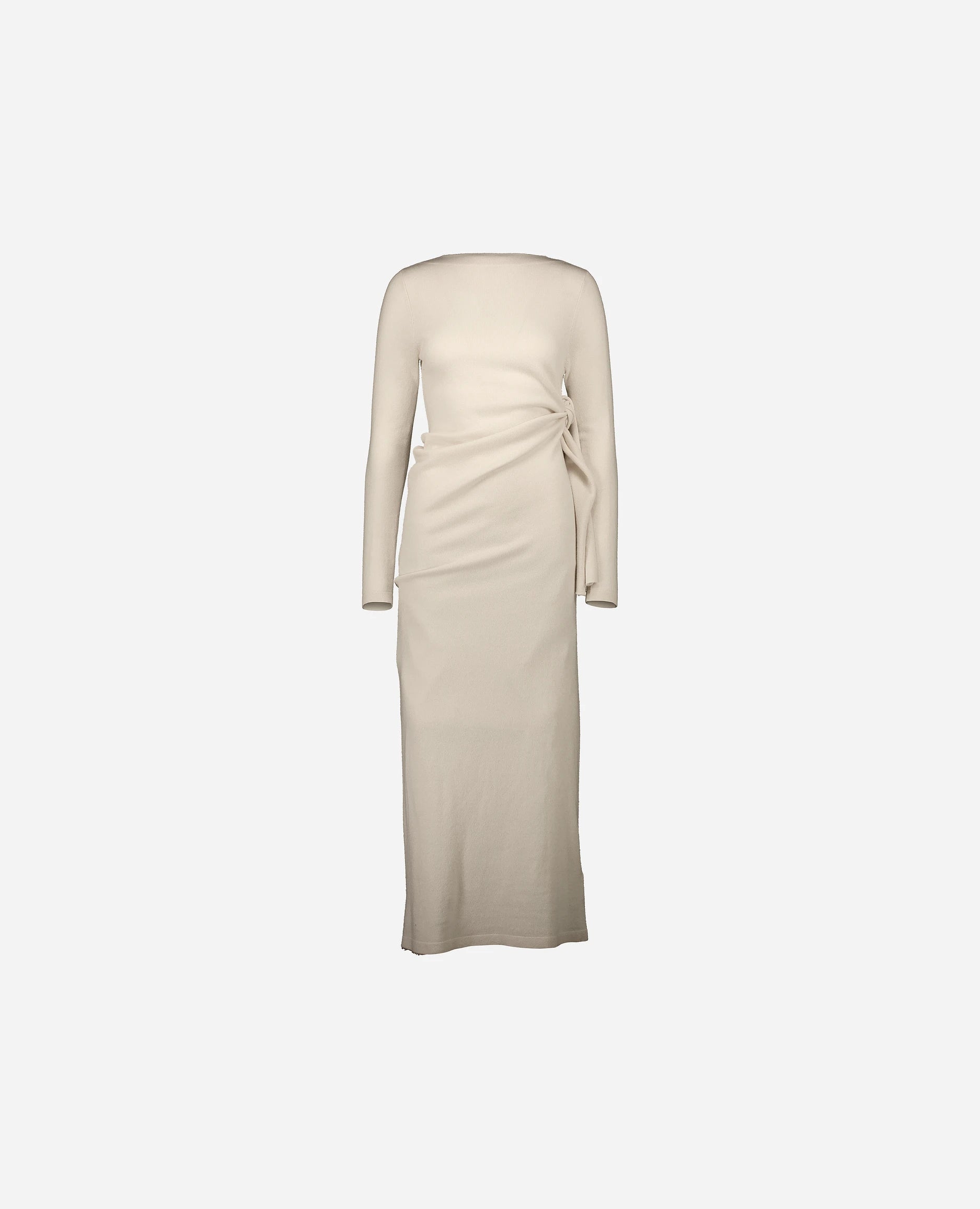 252-17014-41_3 - Allude - 30% Cashmere 70% Wolle Creme Damen Feinstrick Gerade Passform Kleid Langarm NEW Rundhals SAPG::252-17014 Spring/Summer 2025 Woll-Mischung