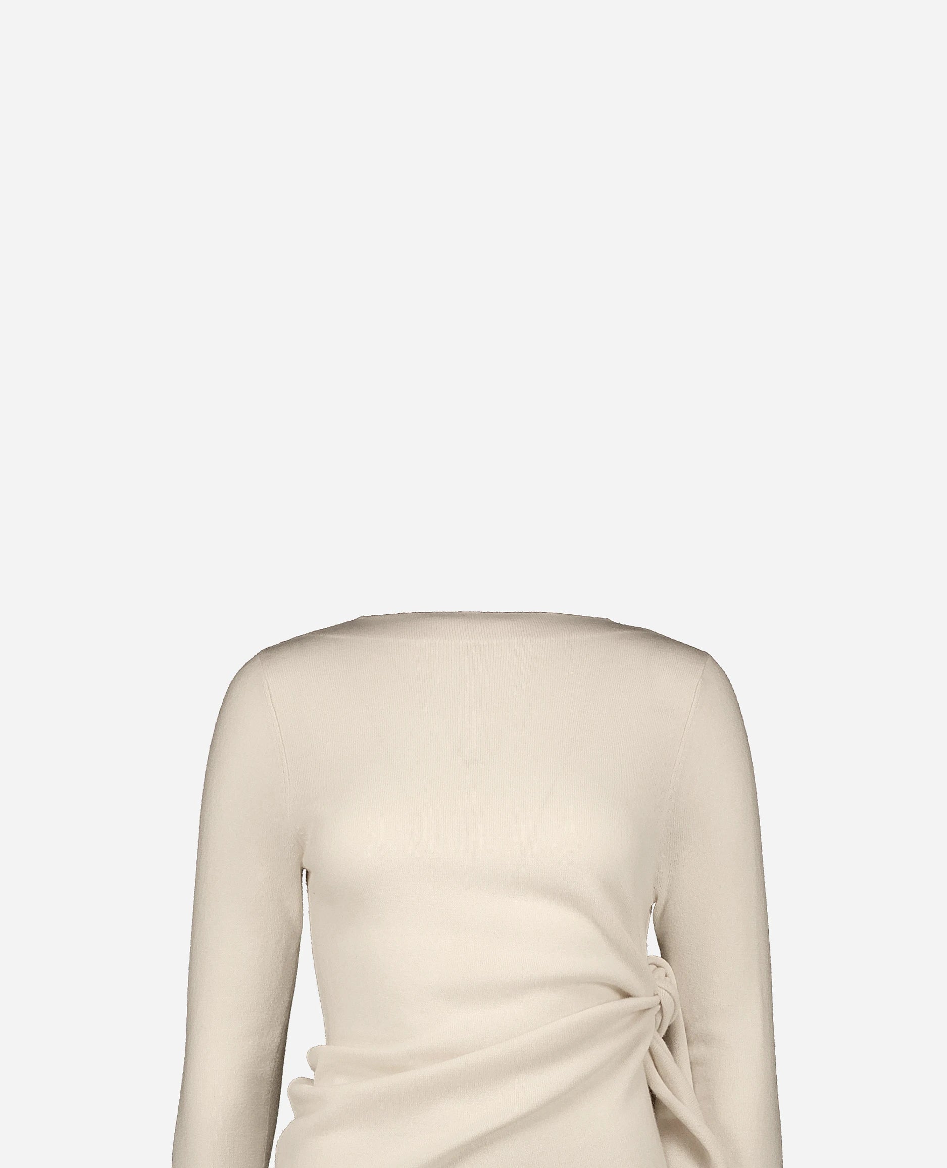 252-17014-41_40 - Allude - 30% Cashmere 70% Wolle Creme Damen Feinstrick Gerade Passform Kleid Langarm NEW Rundhals SAPG::252-17014 Spring/Summer 2025 Woll-Mischung