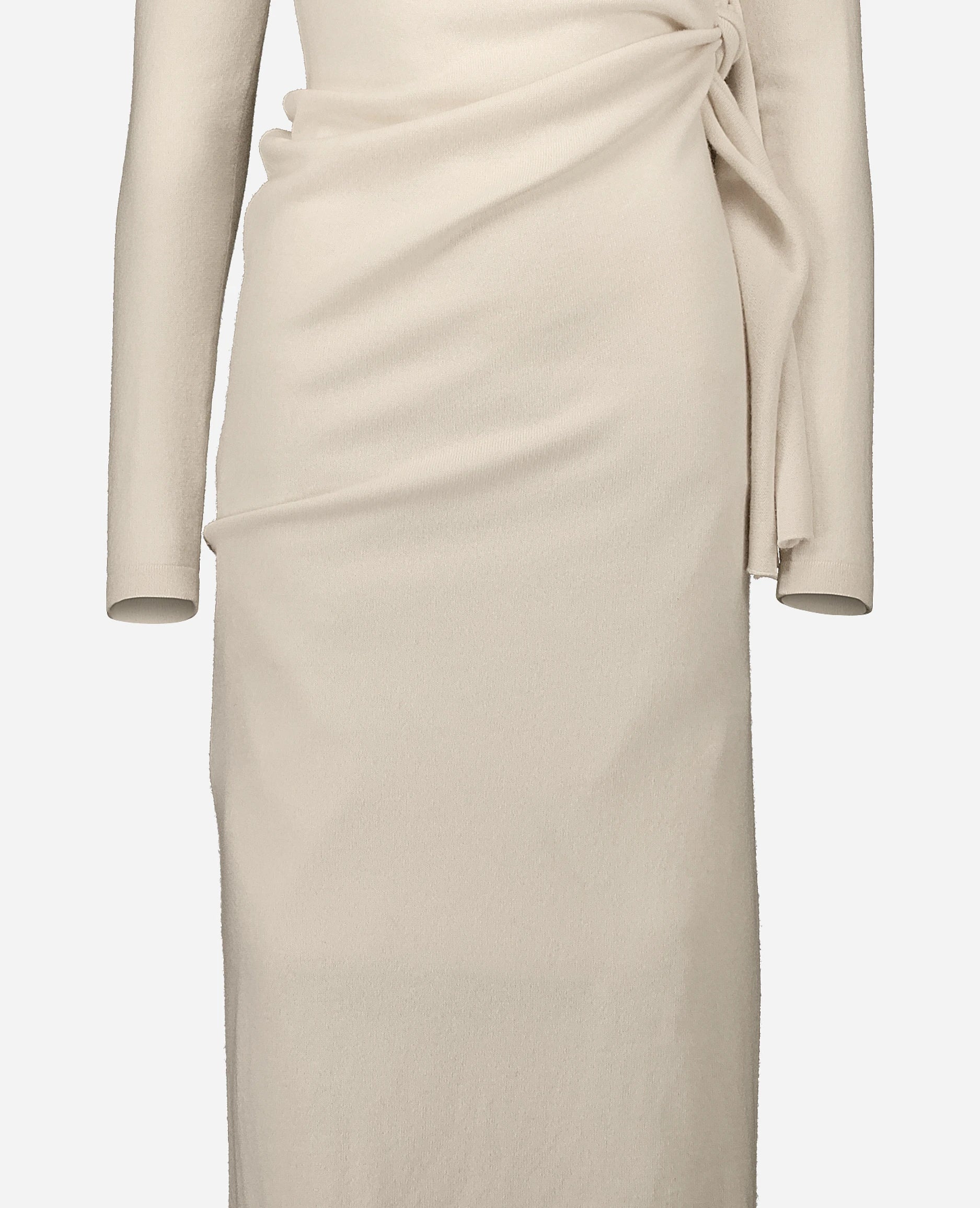 252-17014-41_41 - Allude - 30% Cashmere 70% Wolle Creme Damen Feinstrick Gerade Passform Kleid Langarm NEW Rundhals SAPG::252-17014 Spring/Summer 2025 Woll-Mischung