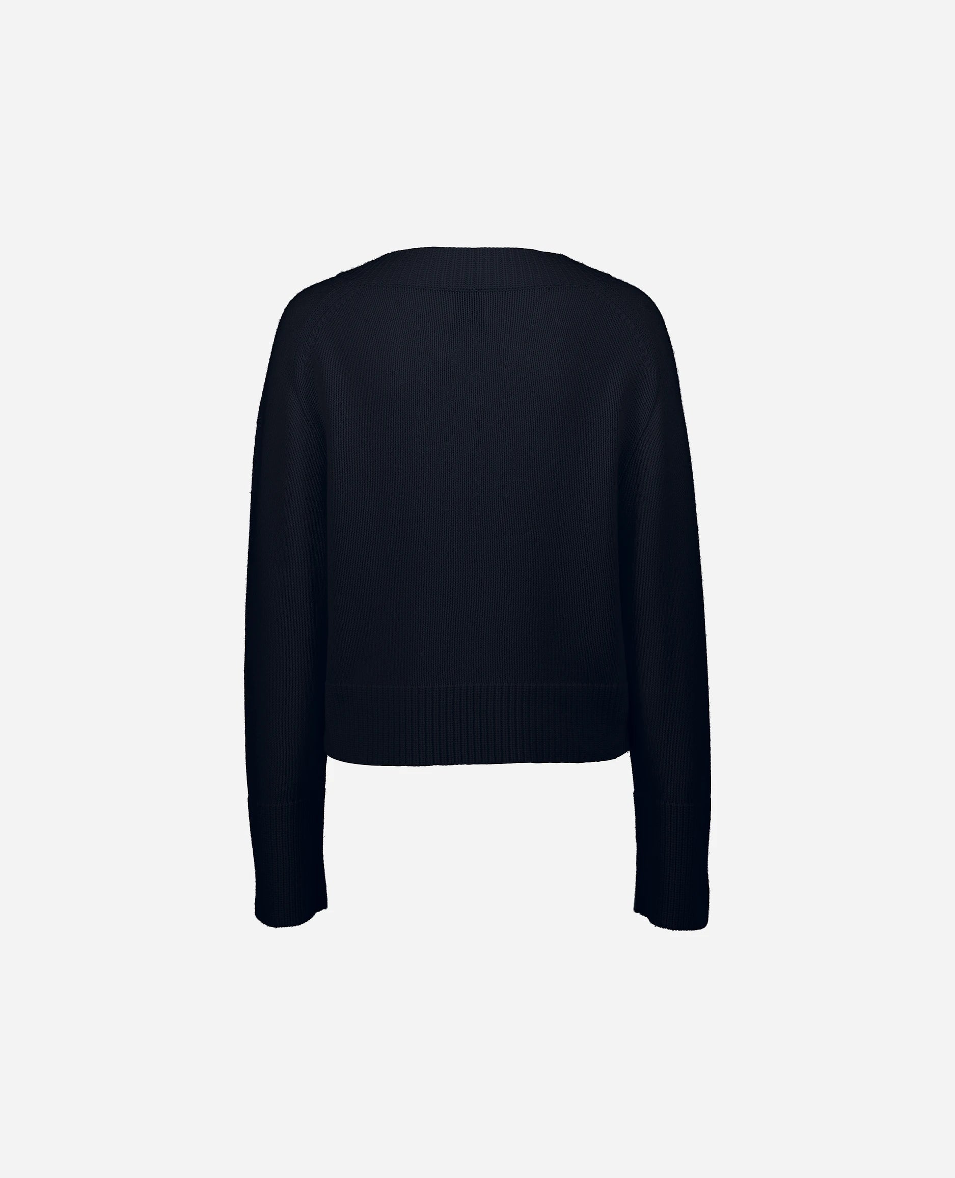 252-17033-14_4 - Allude - 30% Cashmere 70% Wolle Damen Grobstrick Kastiger Schnitt Langarm Navy Pullover SAPG::252-17033 Spring/Summer 2025 V-Ausschnitt Woll-Mischung