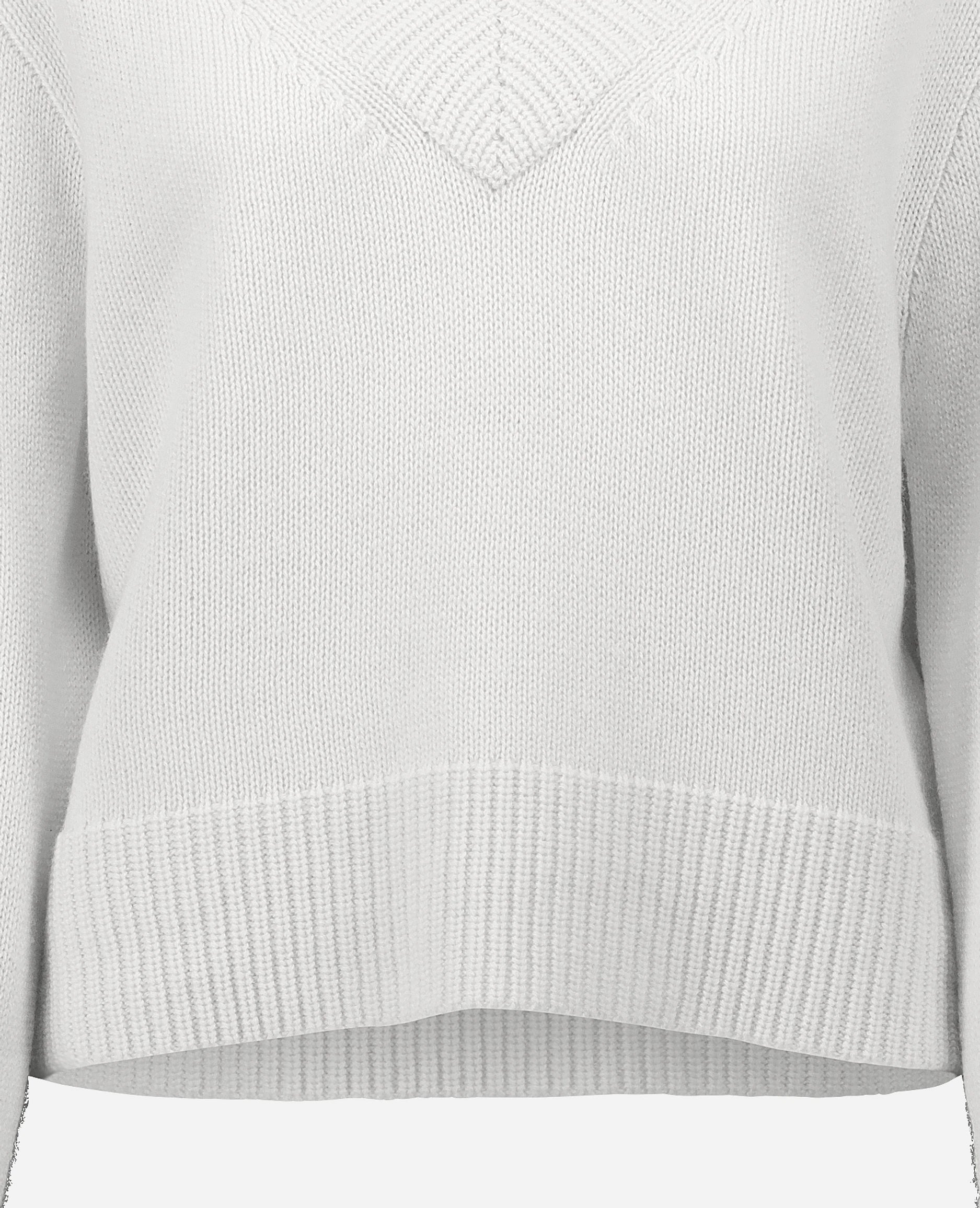 252-17033-40_41 - Allude - 30% Cashmere 70% Wolle Active Damen Grobstrick Kastiger Schnitt Langarm NEW Pullover SAPG::252-17033 Spring/Summer 2025 V-Ausschnitt Weiß Woll-Mischung