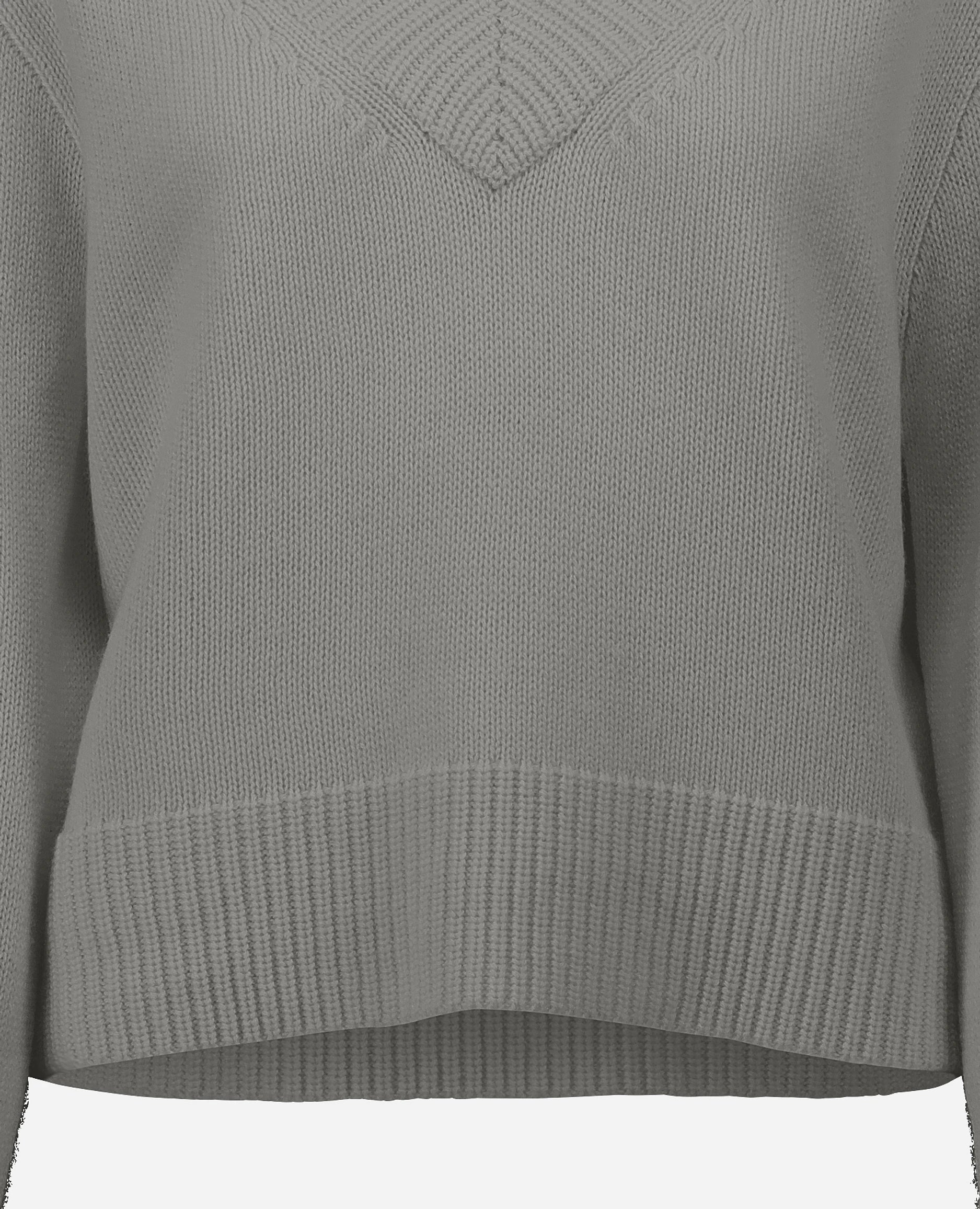 252-17033-82_41 - Allude - 30% Cashmere 70% Wolle Damen Grau Grobstrick Kastiger Schnitt Langarm Pullover SAPG::252-17033 Spring/Summer 2025 V-Ausschnitt Woll-Mischung