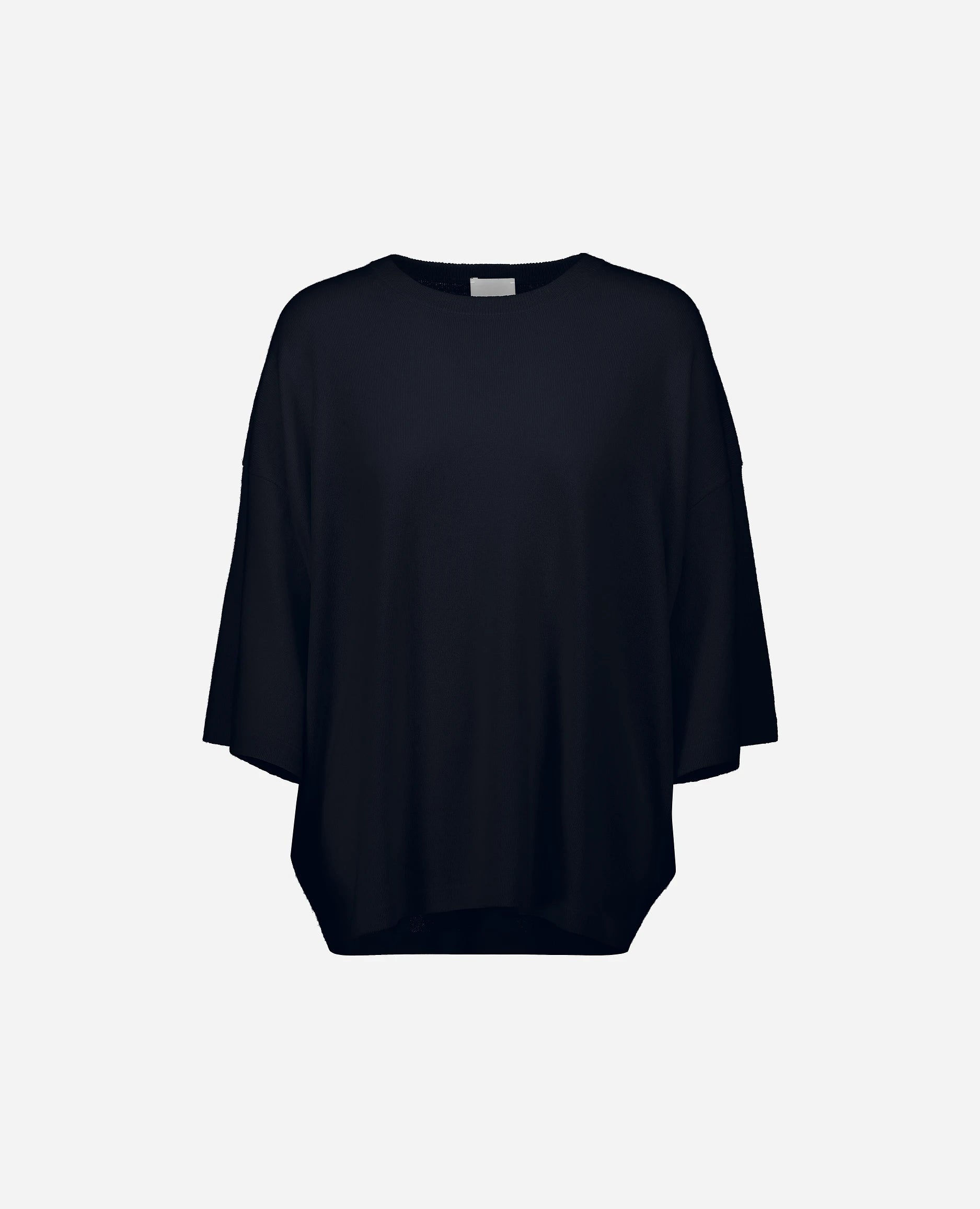 252-17051-14_3 - Allude - 30% Cashmere 70% Wolle Damen Feinstrick Halbarm Lockerer Schnitt Navy Pullover Rundhals SAPG::252-17051 Spring/Summer 2025 Woll-Mischung