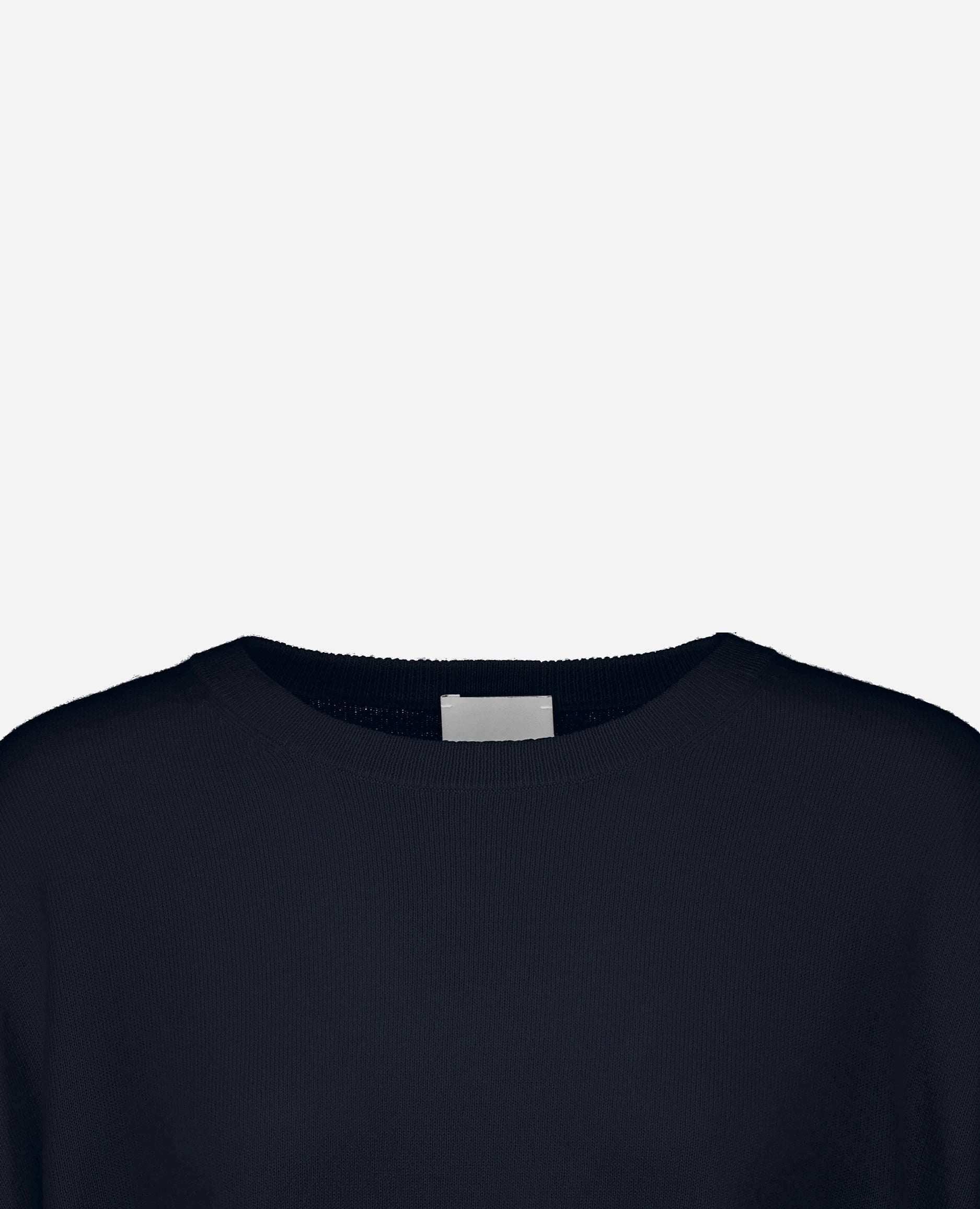 252-17051-14_40 - Allude - 30% Cashmere 70% Wolle Damen Feinstrick Halbarm Lockerer Schnitt Navy Pullover Rundhals SAPG::252-17051 Spring/Summer 2025 Woll-Mischung