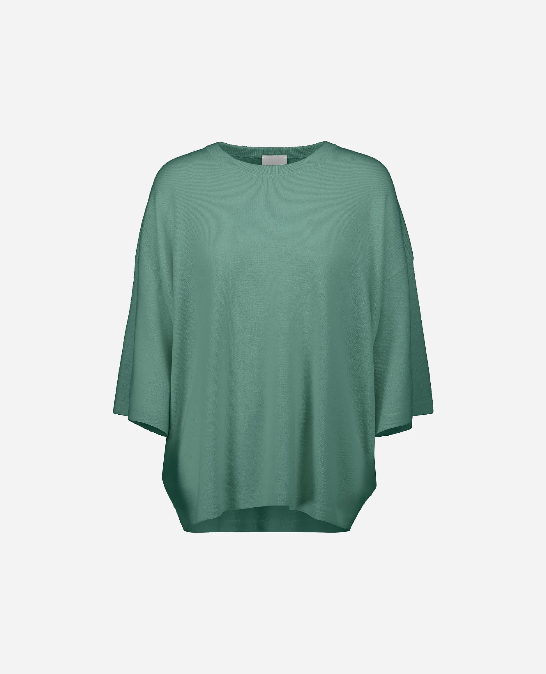 252-17051-32_3 - Allude - 30% Cashmere 70% Wolle Damen Feinstrick Grün Halbarm Lockerer Schnitt Pullover Rundhals SAPG::252-17051 Spring/Summer 2025 Woll-Mischung