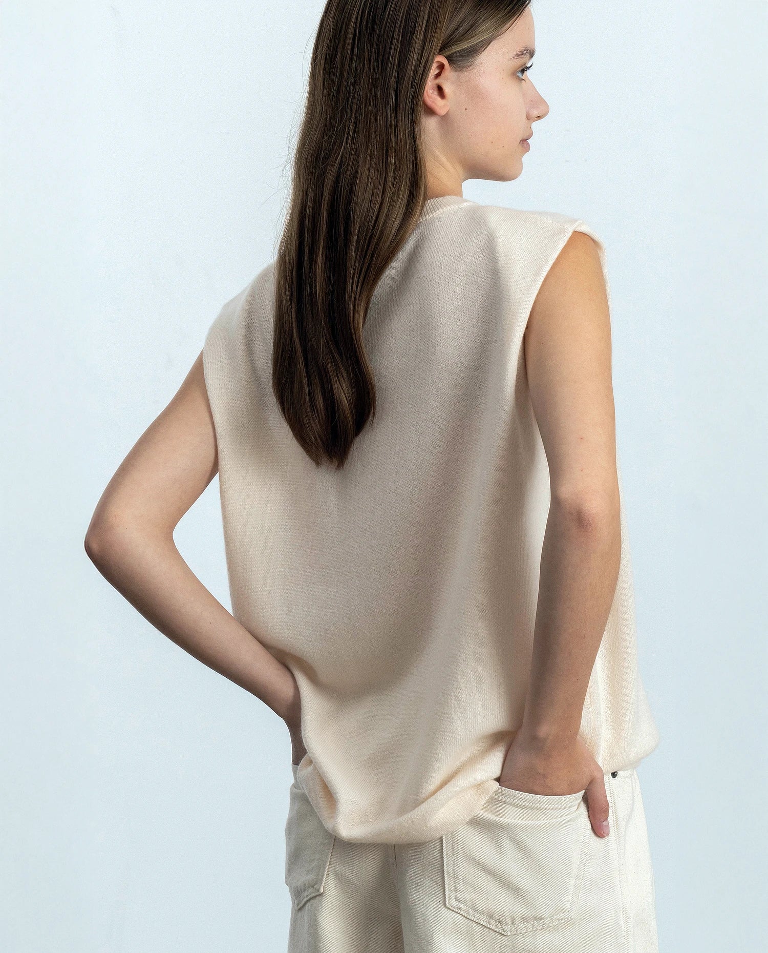 252-17052-41_21 - Allude - 30% Cashmere 70% Wolle Creme Damen Feinstrick Lockerer Schnitt Pullover Rundhals SAPG::252-17052 Spring/Summer 2025 Woll-Mischung