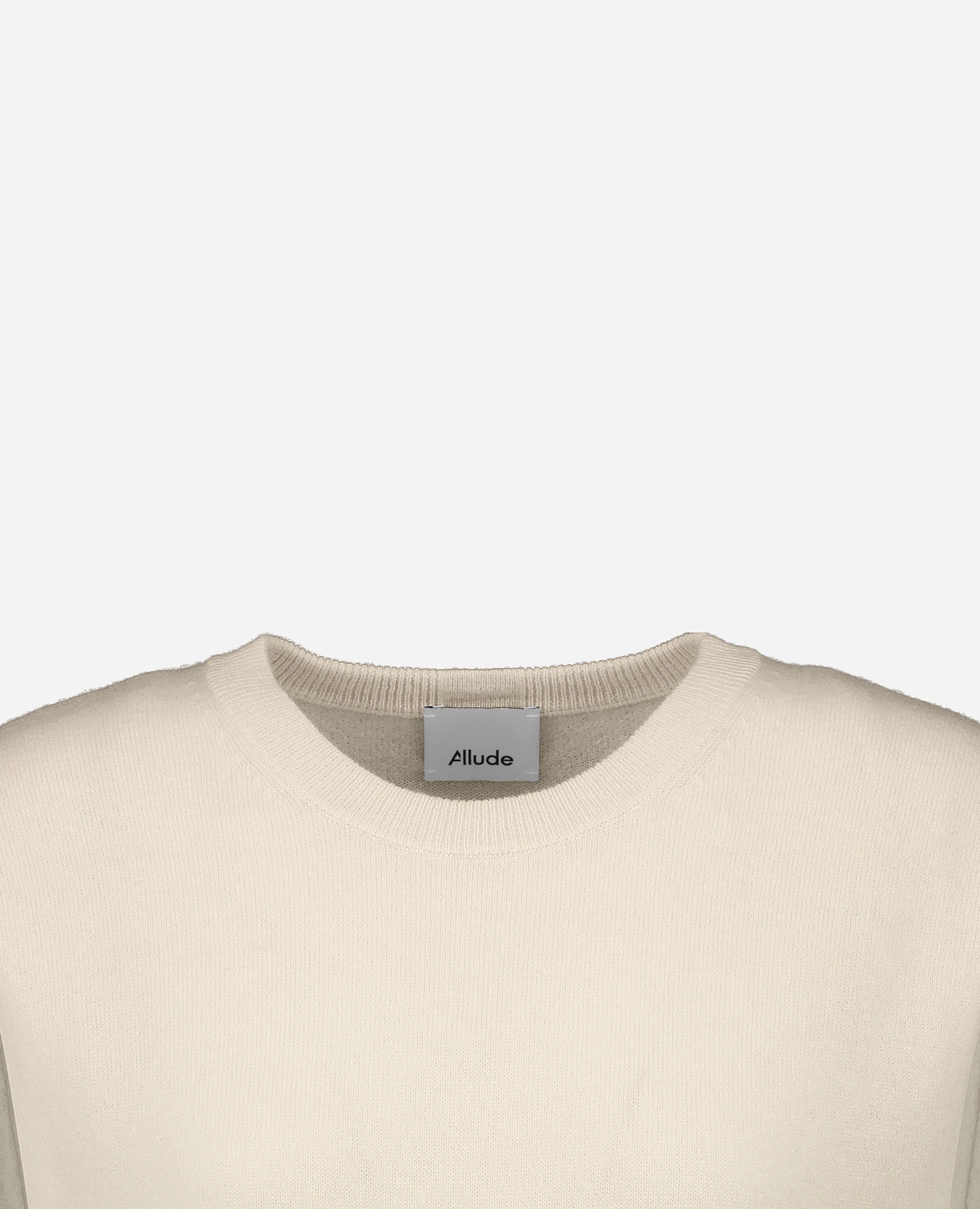 252-17052-41_40 - Allude - 30% Cashmere 70% Wolle Creme Damen Feinstrick Lockerer Schnitt Pullover Rundhals SAPG::252-17052 Spring/Summer 2025 Woll-Mischung