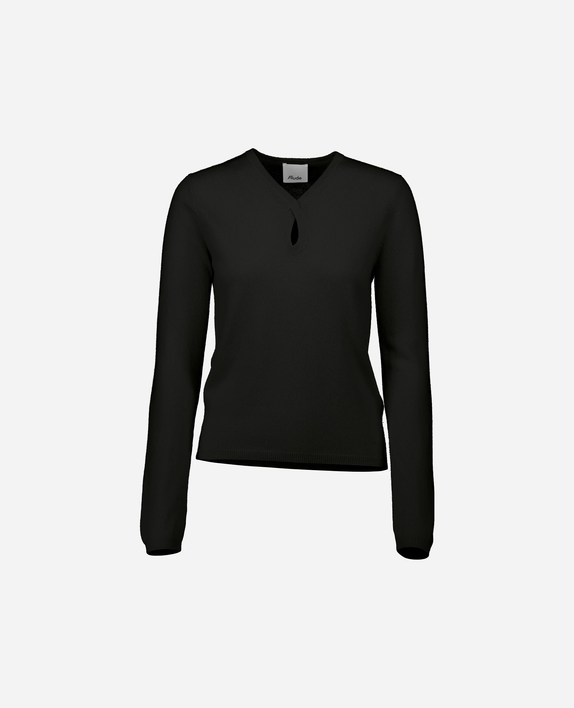 252-17070-90_3 - Allude - 30% Cashmere 70% Wolle Damen Feinstrick Gerade Passform Langarm Pullover SAPG::252-17070 Schwarz Spring/Summer 2025 V-Ausschnitt Woll-Mischung