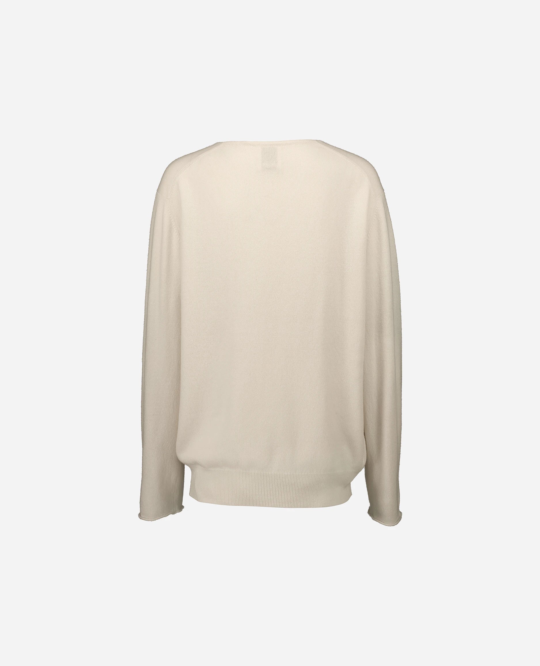 252-17071-41_4 - Allude - 30% Cashmere 70% Wolle Creme Damen Feinstrick Langarm Lockerer Schnitt Pullover SAPG::252-17071 Spring/Summer 2025 V-Ausschnitt Woll-Mischung