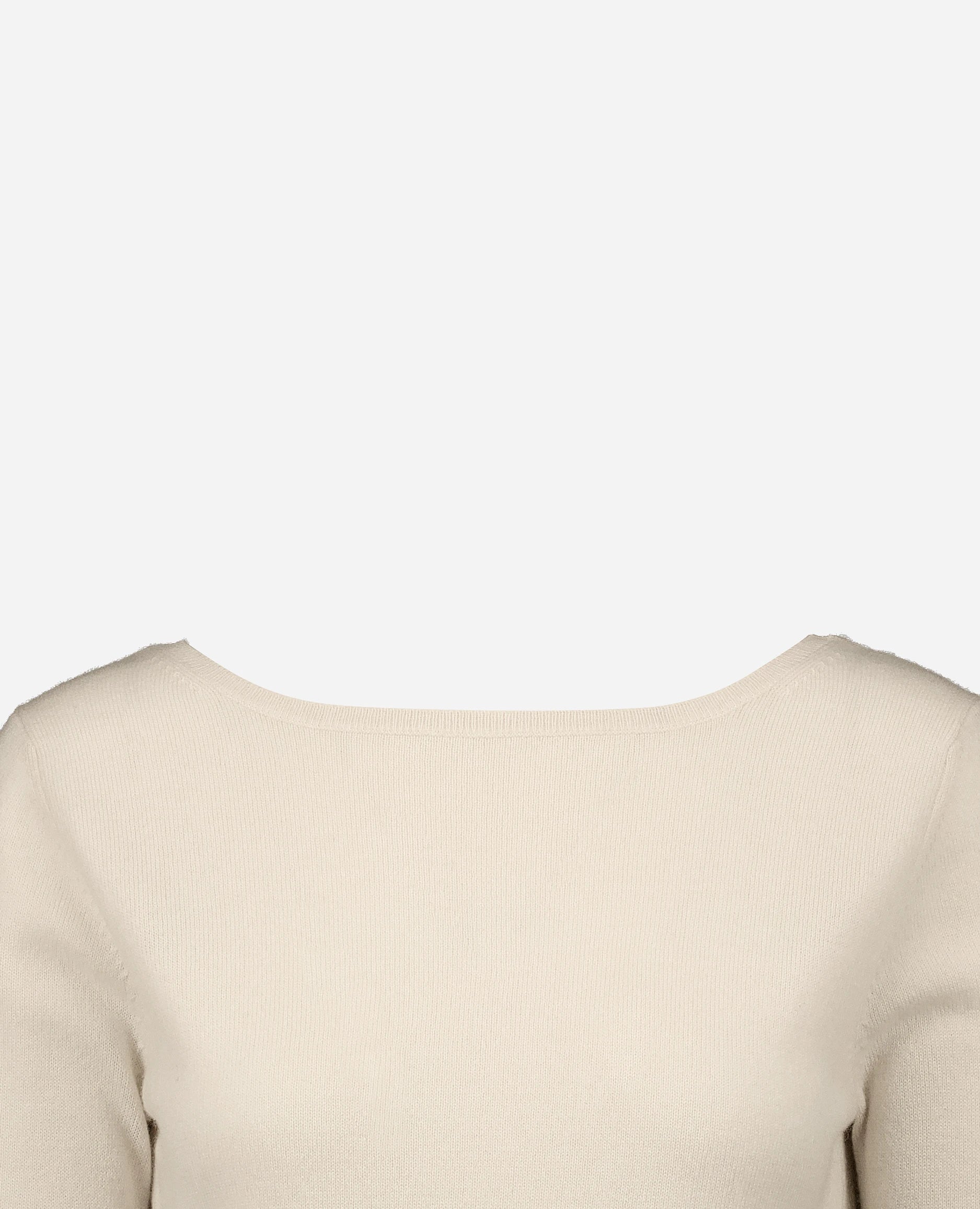 252-17074-41_40 - Allude - 30% Cashmere 70% Wolle Creme Damen Feinstrick Gerade Passform Langarm Pullover Rundhals SAPG::252-17074 Spring/Summer 2025 Woll-Mischung