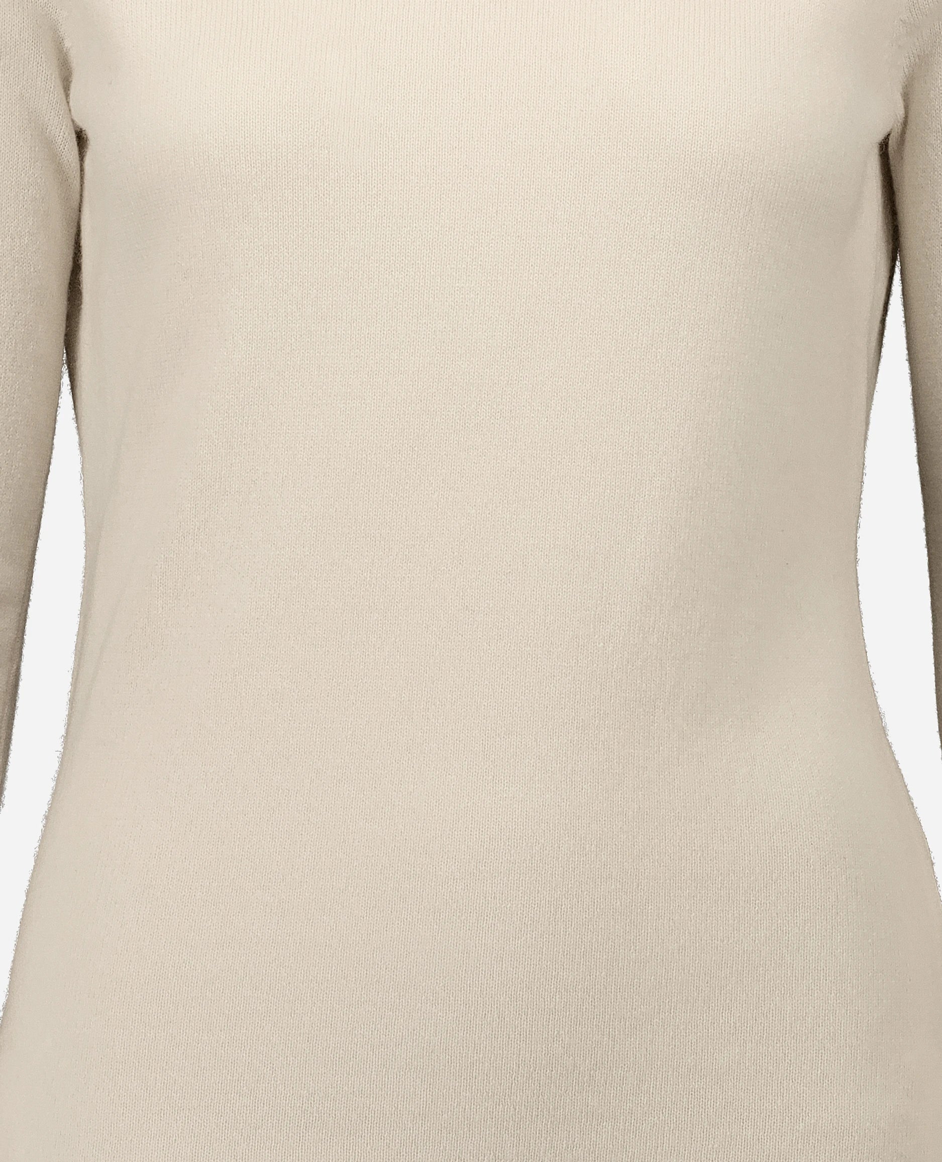 252-17074-41_41 - Allude - 30% Cashmere 70% Wolle Creme Damen Feinstrick Gerade Passform Langarm Pullover Rundhals SAPG::252-17074 Spring/Summer 2025 Woll-Mischung