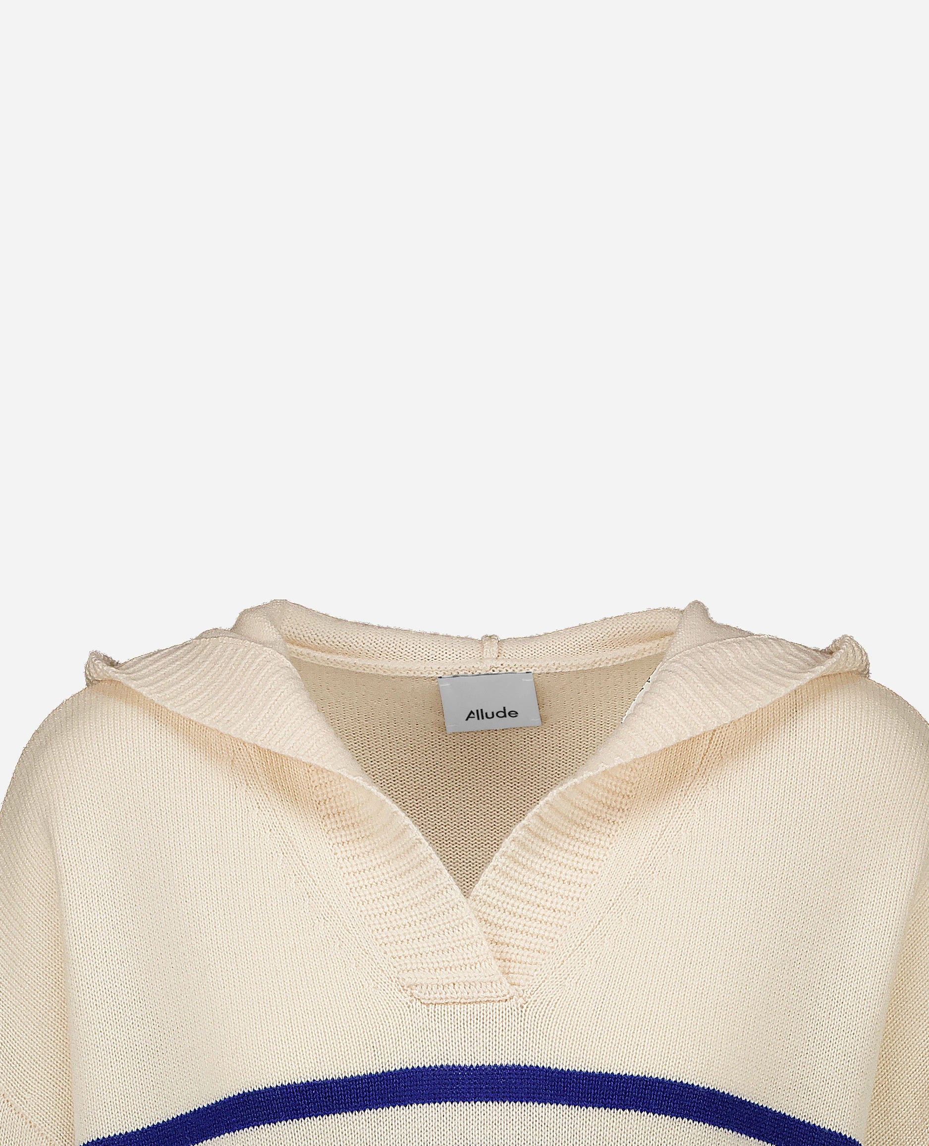 252-17082-4115_40 - Allude - 30% Cashmere 70% Wolle Creme Damen Kapuze Langarm Lockerer Schnitt mittelschwerer Strick Pullover SAPG::252-17082 Spring/Summer 2025 Woll-Mischung