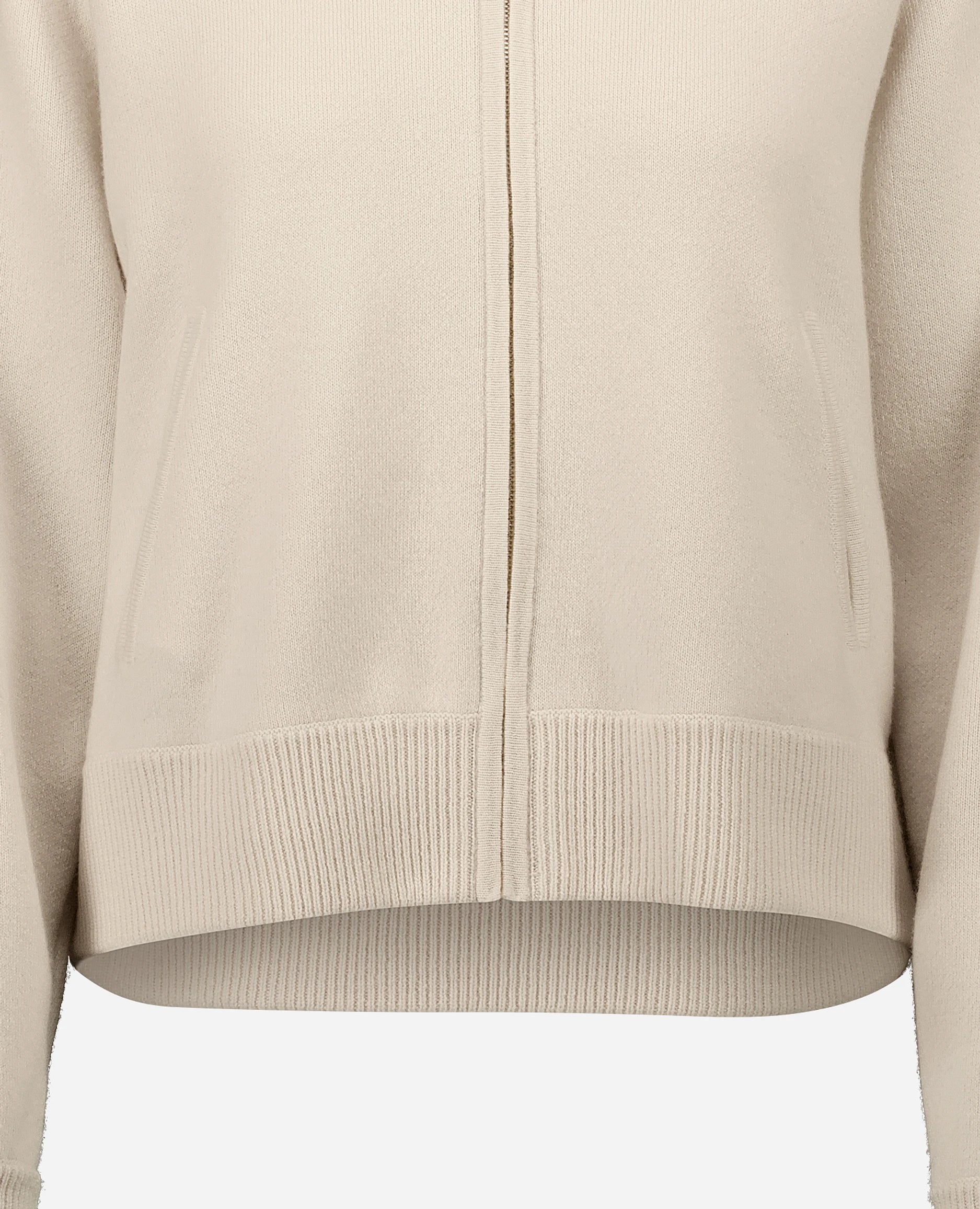 252-17100-41_41 - Allude - 30% Cashmere 70% Wolle Creme Damen Jacket Langarm Lockerer Schnitt mittelschwerer Strick NEW Rundhals SAPG::252-17100 Spring/Summer 2025 Woll-Mischung