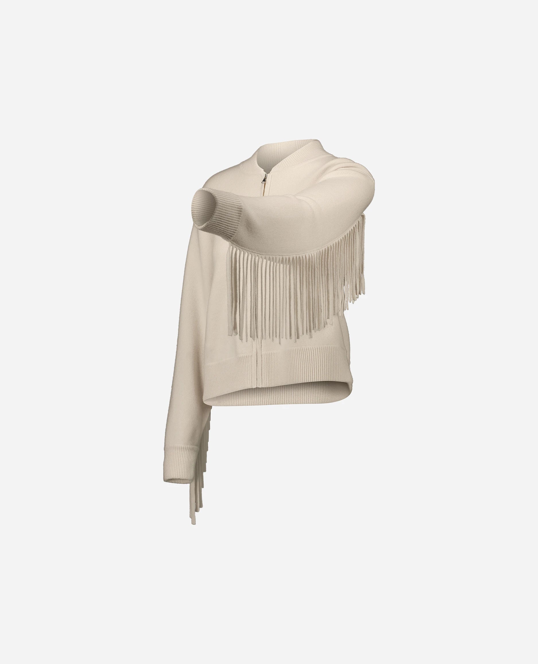 252-17100-41_42 - Allude - 30% Cashmere 70% Wolle Creme Damen Jacket Langarm Lockerer Schnitt mittelschwerer Strick NEW Rundhals SAPG::252-17100 Spring/Summer 2025 Woll-Mischung