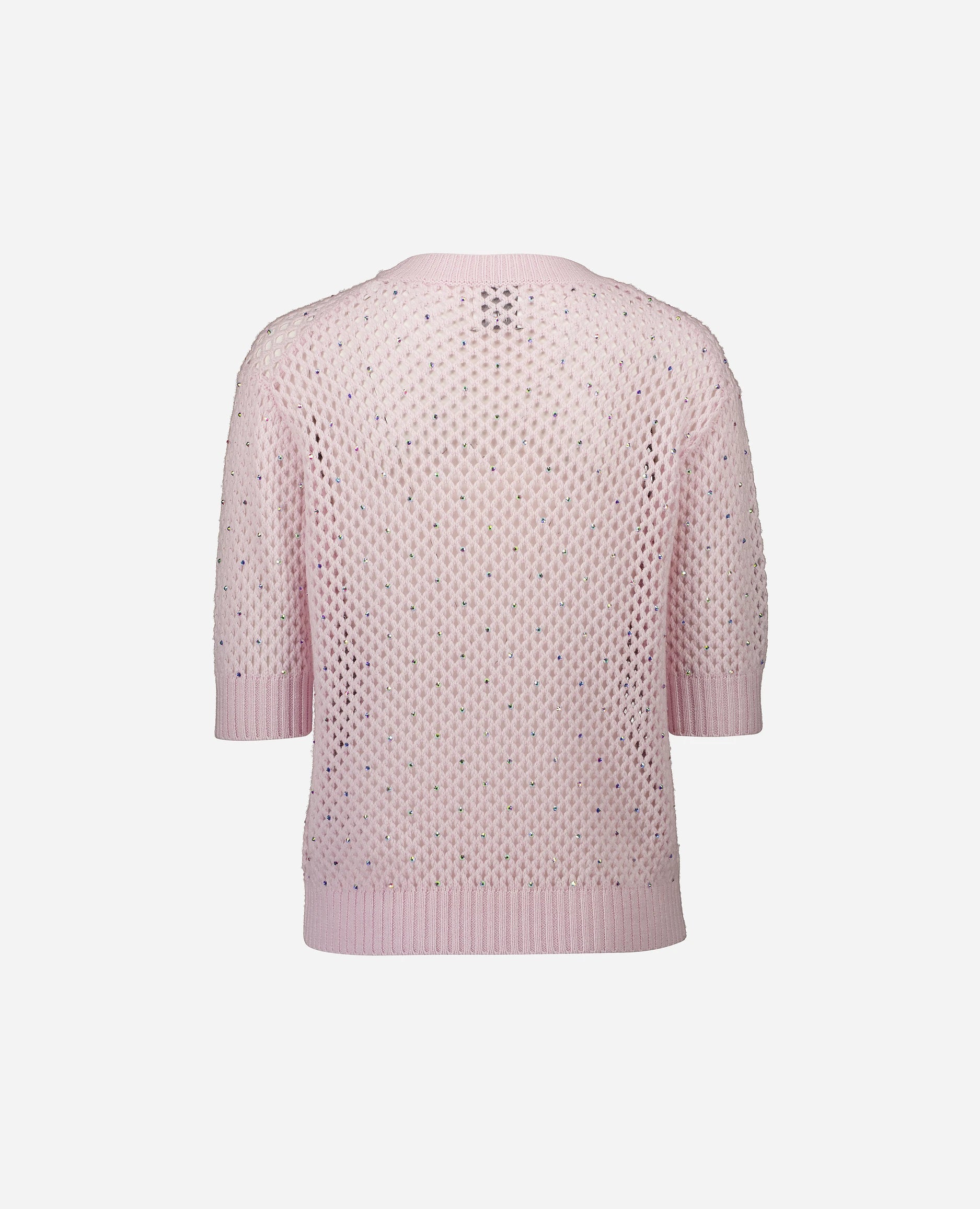 252-17691-60_4 - Allude - 30% Cashmere 70% Wolle Damen Grobstrick Halbarm Kastiger Schnitt Pullover Rose Rundhals SAPG::252-17691 Spring/Summer 2025 Woll-Mischung