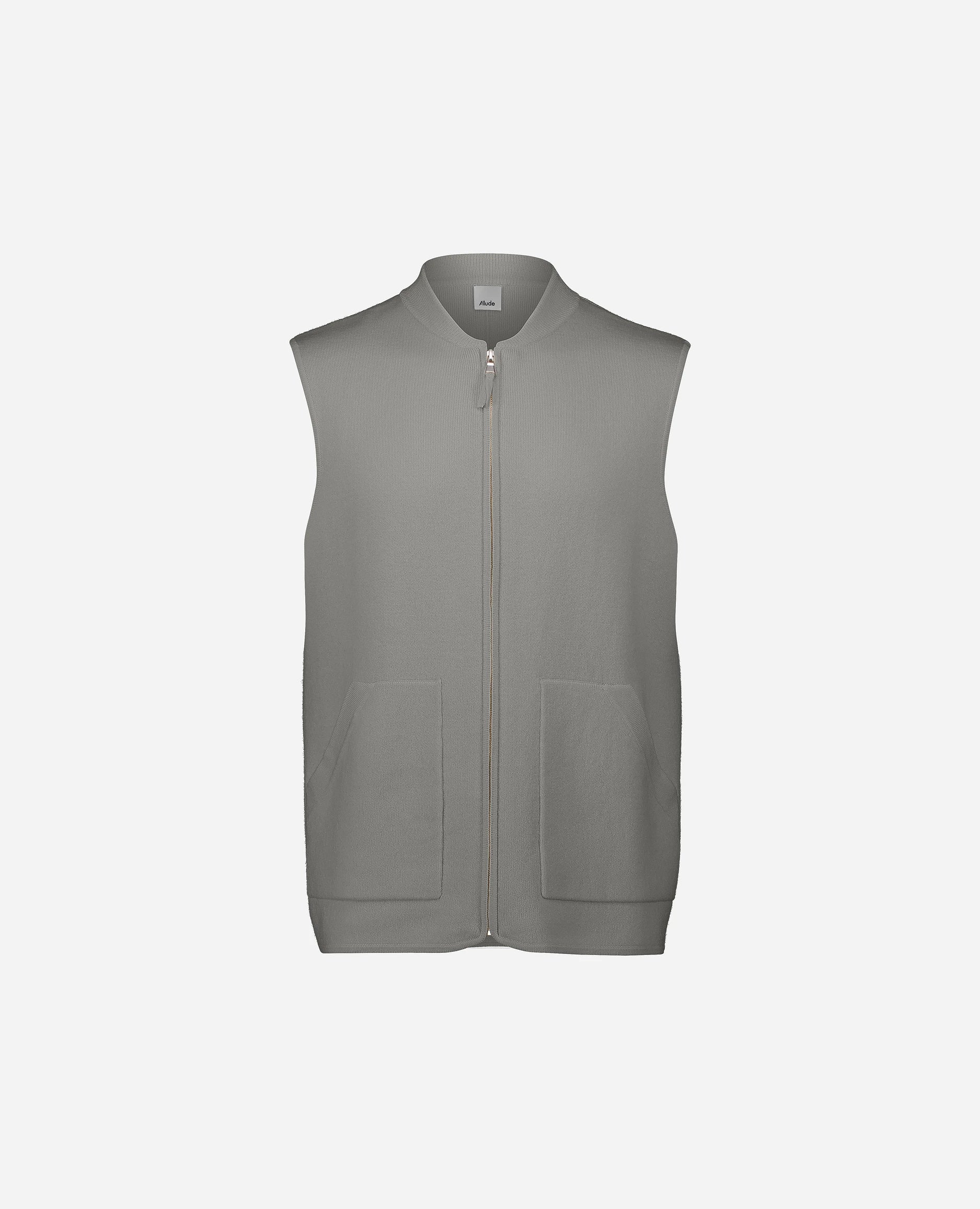 252-37613-82_3 - Allude - 30% Cashmere 70% Wolle Active Allude x Eisbach Gerade Passform Grau Herren mittelschwerer Strick NEW SAPG::252-37613 Spring/Summer 2025 Weste Woll-Mischung