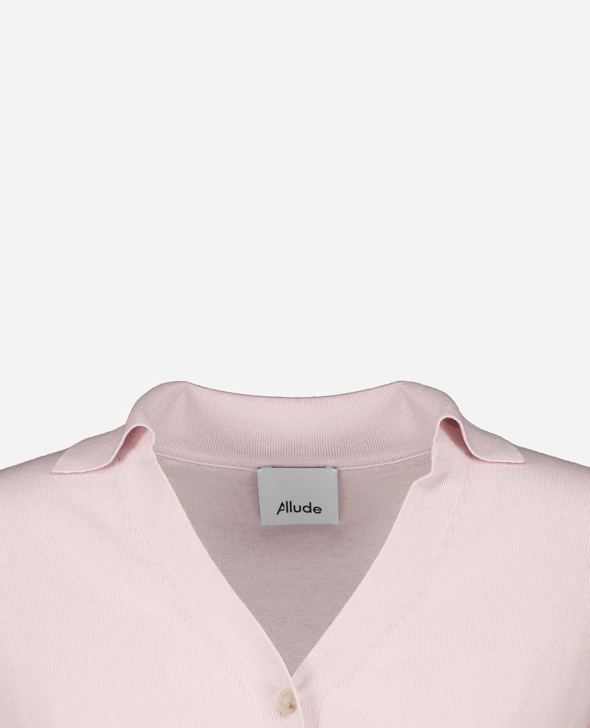 252-62001-60_40 - Allude - 1/4 Arm 10% Cashmere 20% Seide 70% Baumwolle Baumwoll-Mischung Damen Feinstrick Gerade Passform NEW Polo Pullover Rose SAPG::252-62001 Spring/Summer 2025