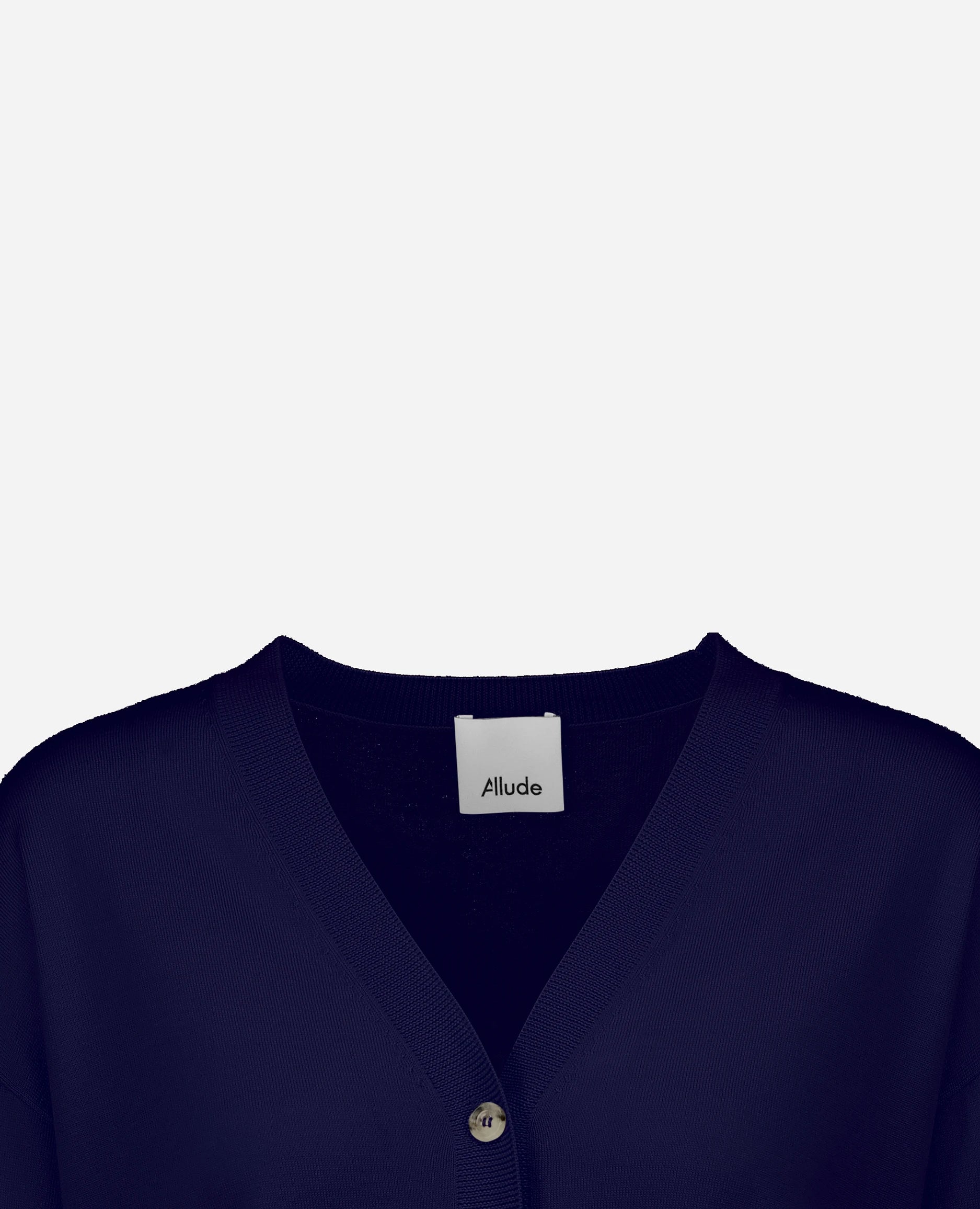 252-64031-415_40 - Allude - 100% Wolle (Merino) Active Blau Damen Feinstrick Kastiger Schnitt Langarm NEW SAPG::252-64031 Spring/Summer 2025 Strickjacke V-Ausschnitt Wolle
