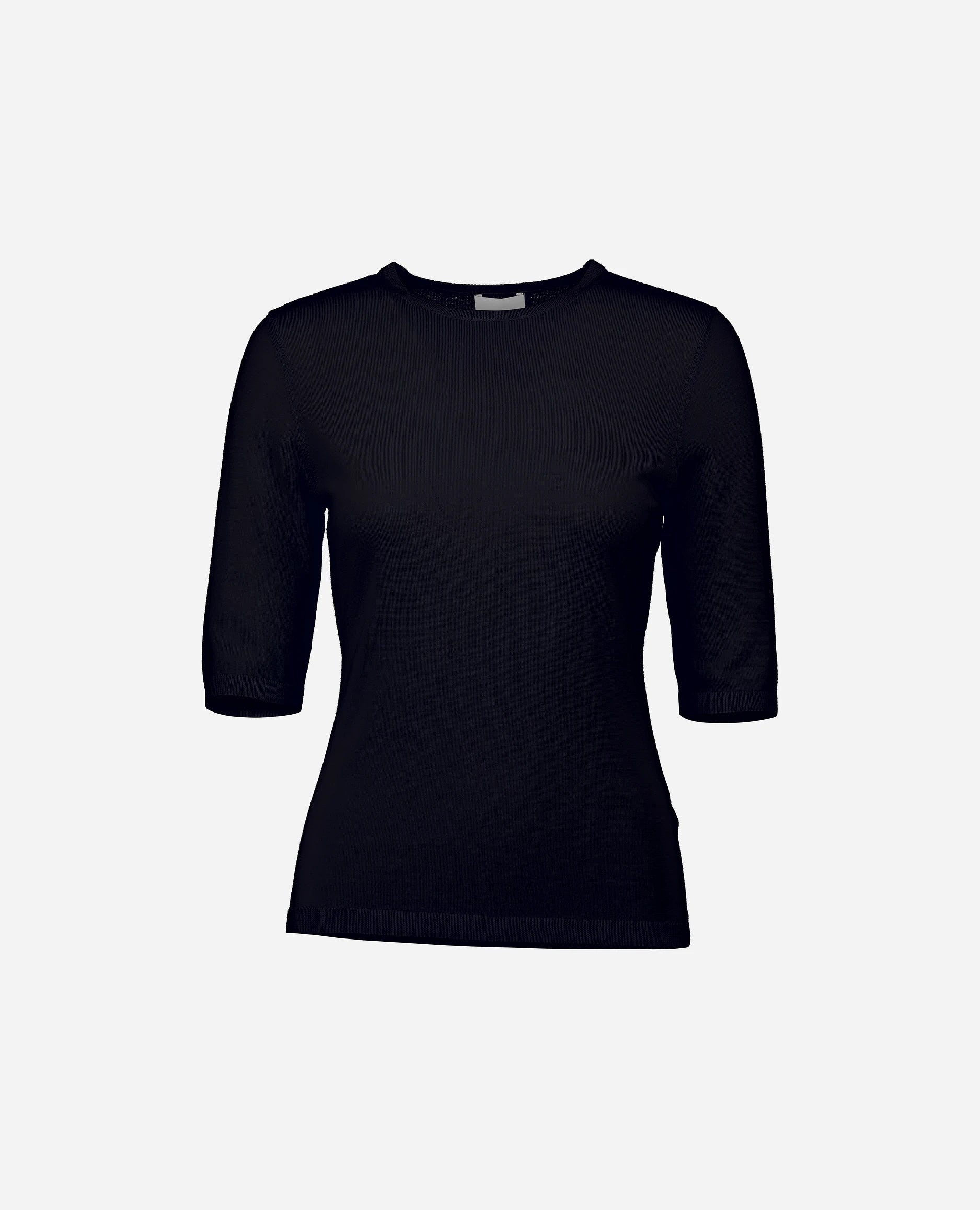 252-64035-414_3 - Allude - 100% Wolle (Merino) Active Allude x Eisbach Damen Feinstrick Gerade Passform Halbarm Navy NEW Pullover Rundhals SAPG::252-64035 Spring/Summer 2025 Wolle