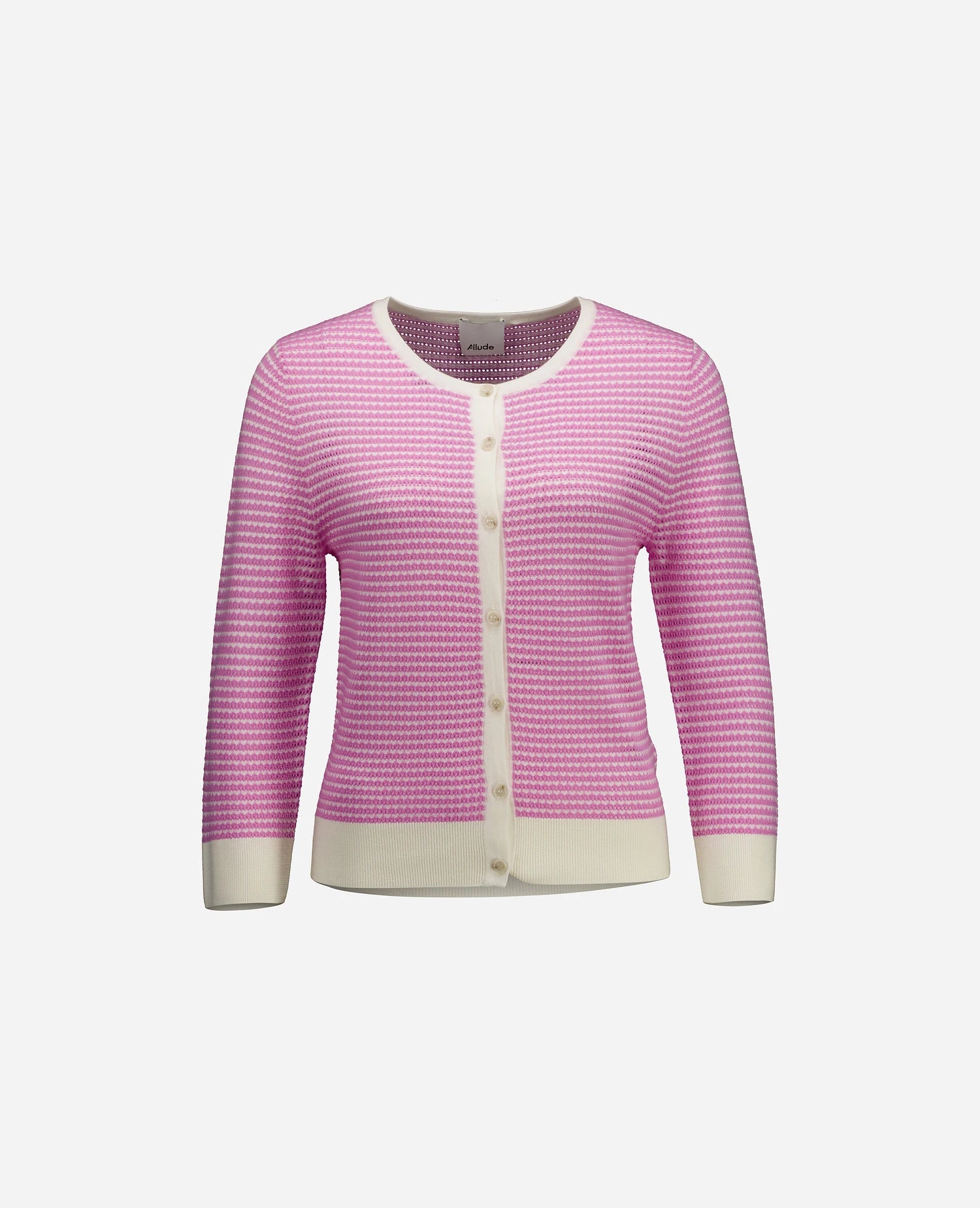 252-64070-440463-1 - Allude - 100% Wolle (Merino) 3/4 Arm Active Allude x Eisbach Damen Feinstrick Gerade Passform NEW Rose Rundhals SAPG::252-64070 Spring/Summer 2025 Strickjacke Wolle