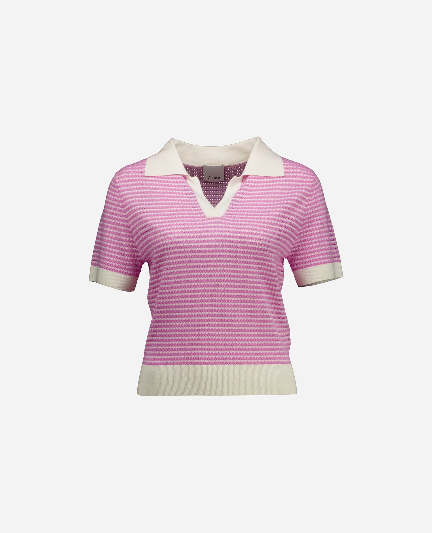 252-64071-440463-1 - Allude - 1/4 Arm 100% Wolle (Merino) Active Allude x Eisbach Damen Feinstrick Gerade Passform NEW Polo Pullover Rose SAPG::252-64071 Spring/Summer 2025 Wolle