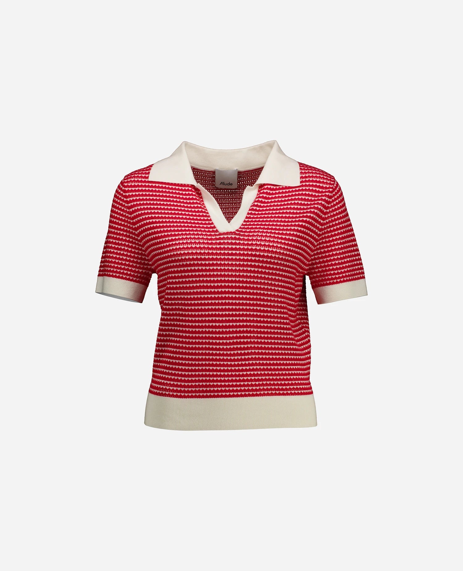 252-64071-440465-1 - Allude - 1/4 Arm 100% Wolle (Merino) Active Allude x Eisbach Damen Feinstrick Gerade Passform NEW Polo Pullover Rot SAPG::252-64071 Spring/Summer 2025 Wolle