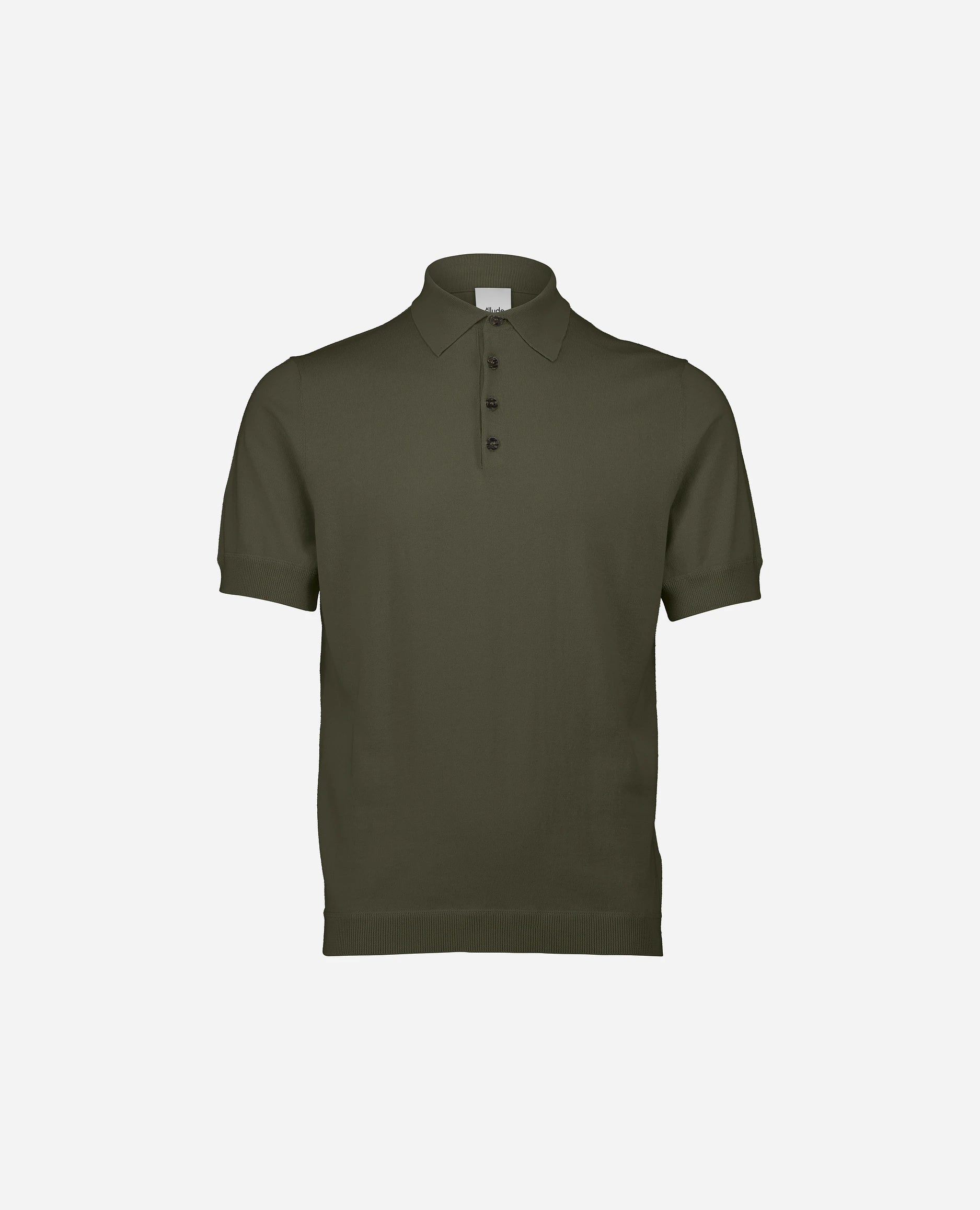 252-69203-38_3 - Allude - 1/4 Arm 10% Cashmere 20% Seide 70% Baumwolle Baumwoll-Mischung Feinstrick Gerade Passform Herren Khaki NEW Polo Pullover SAPG::252-69203 Spring/Summer 2025