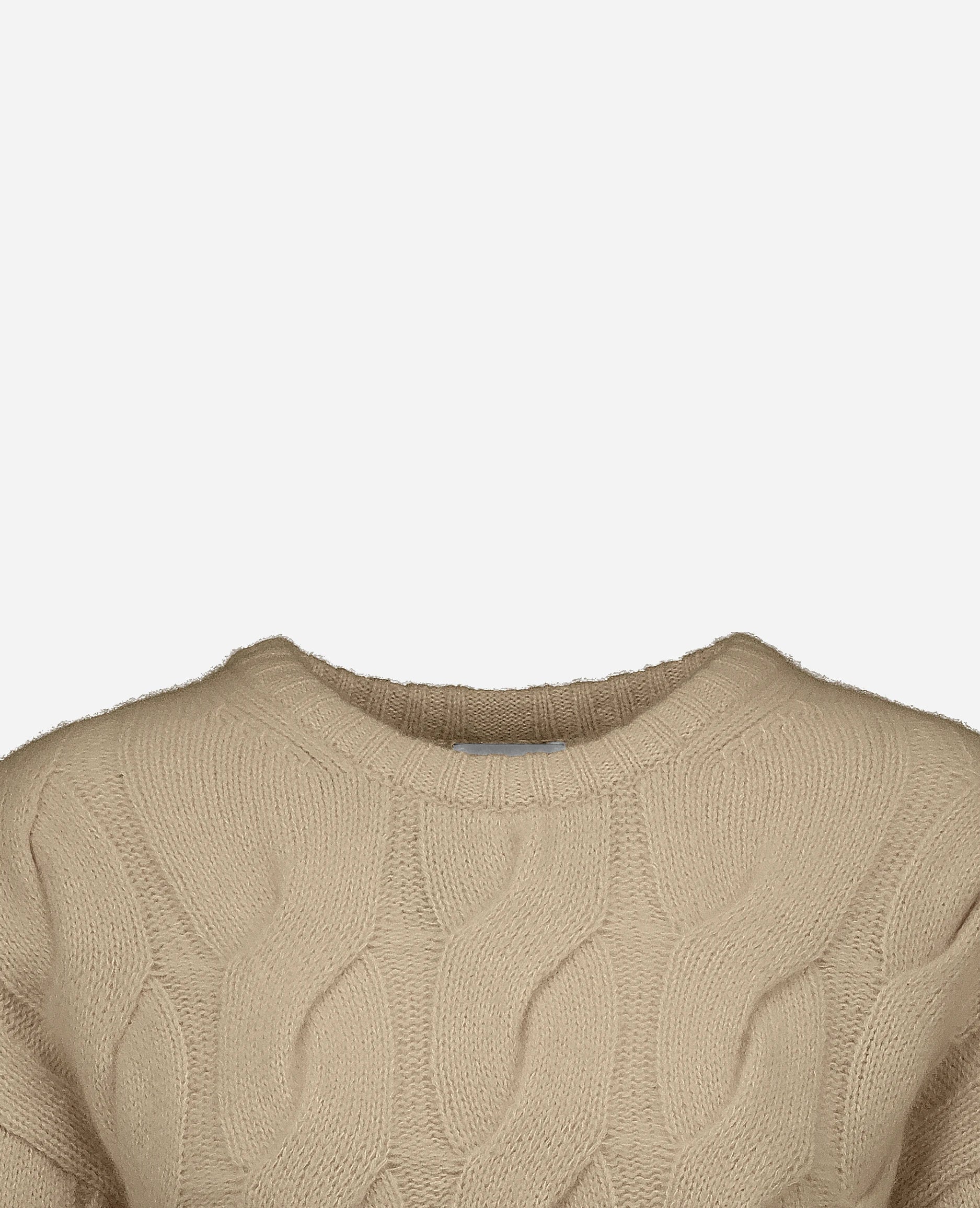 252-77002-42_40 - Allude - 25% Seide 75% Cashmere Beige Cashmere-Mischung Damen Grobstrick Kastiger Schnitt Langarm NEW Pullover Rundhals SAPG::252-77002 Spring/Summer 2025