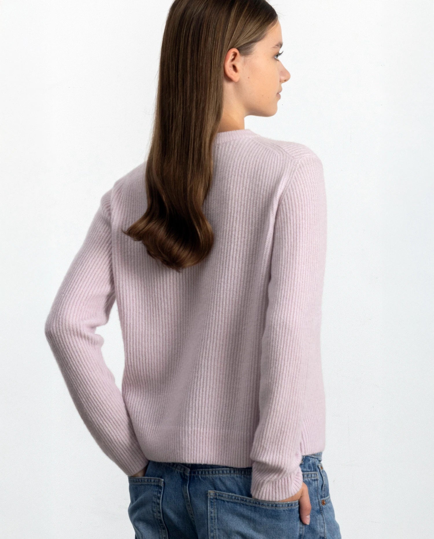 252-77010-60_21 - Allude - 25% Seide 75% Cashmere Cashmere-Mischung Damen Gerade Passform Langarm mittelschwerer Strick NEW Rose Rundhals SAPG::252-77010 Spring/Summer 2025 Strickjacke