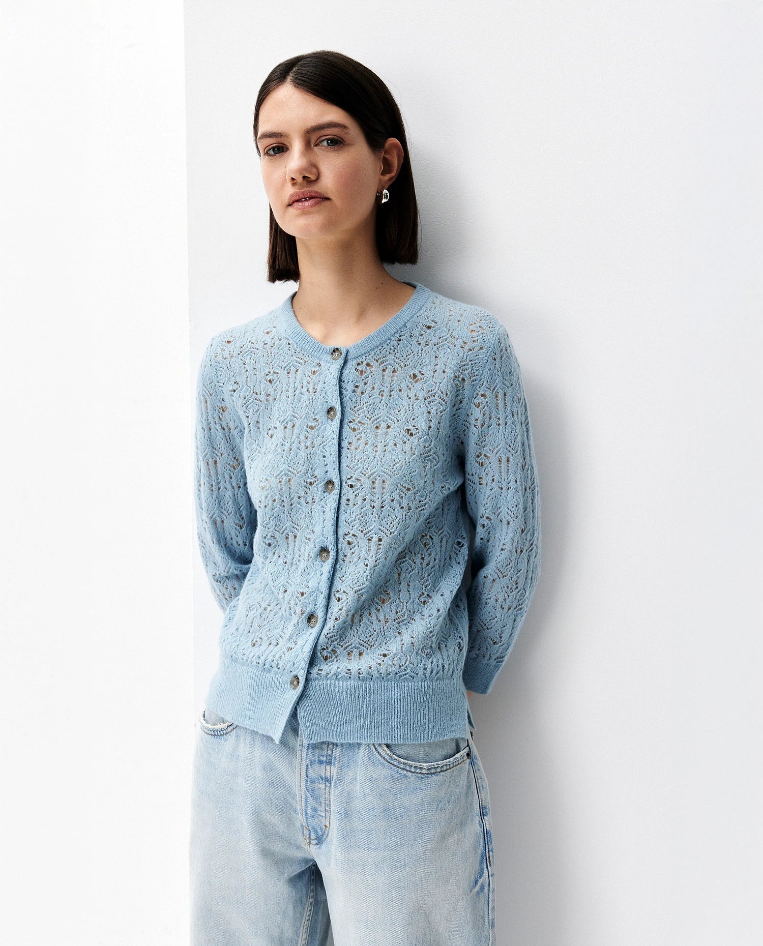 252-77020-10_11 - Allude - 25% Seide 75% Cashmere Blau Cashmere-Mischung Damen Enger Schnitt Feinstrick Langarm NEW Pullover SAPG::252-77020 Spring/Summer 2025 Stehkragen